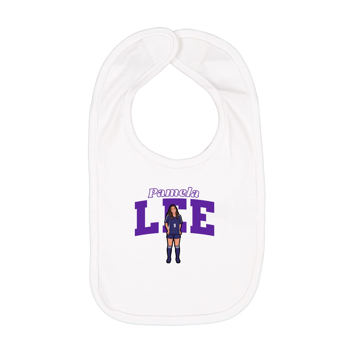 Infant Bib — Name Arch in White