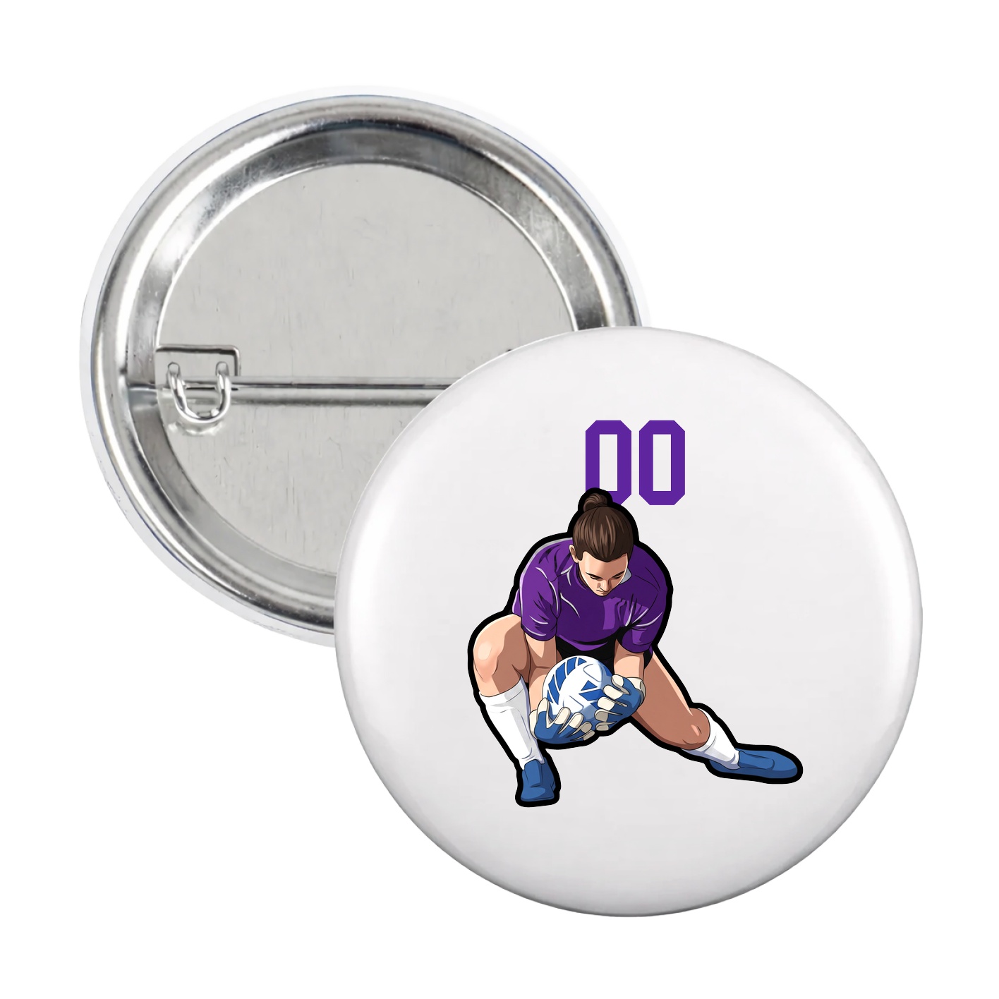 Game Day Button — Number Top in White
