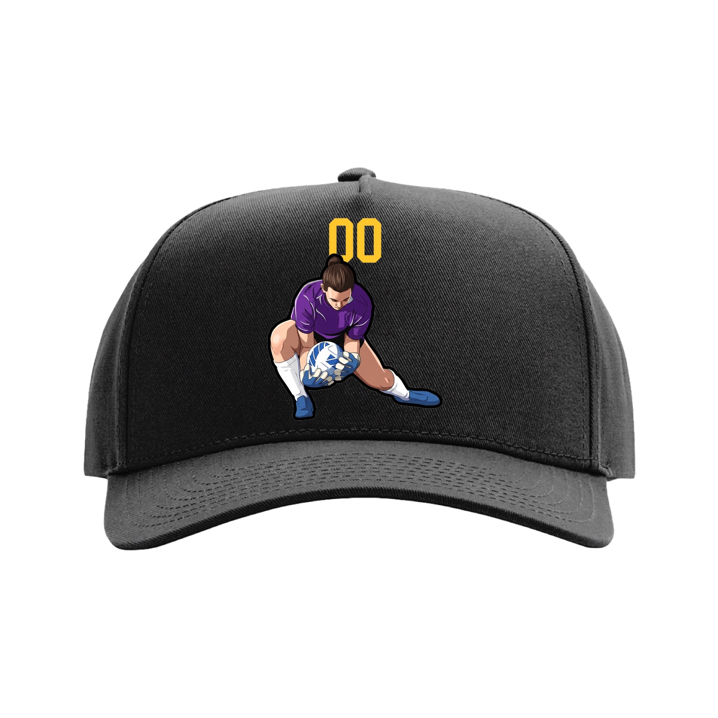 Full Fabric Five-Panel Champ Cap — Number Top in Black