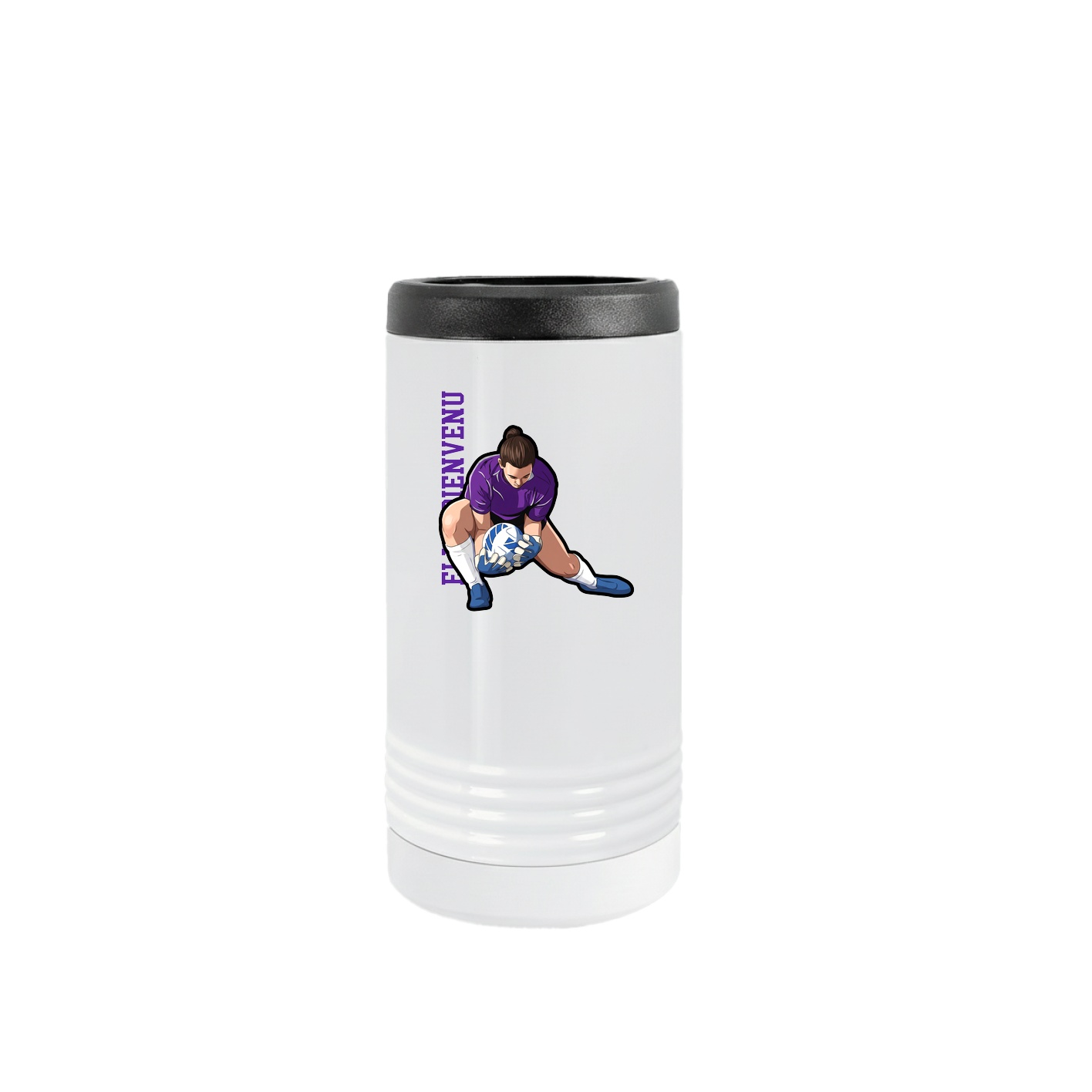 Slim Beverage Holder — Name Vertical in White