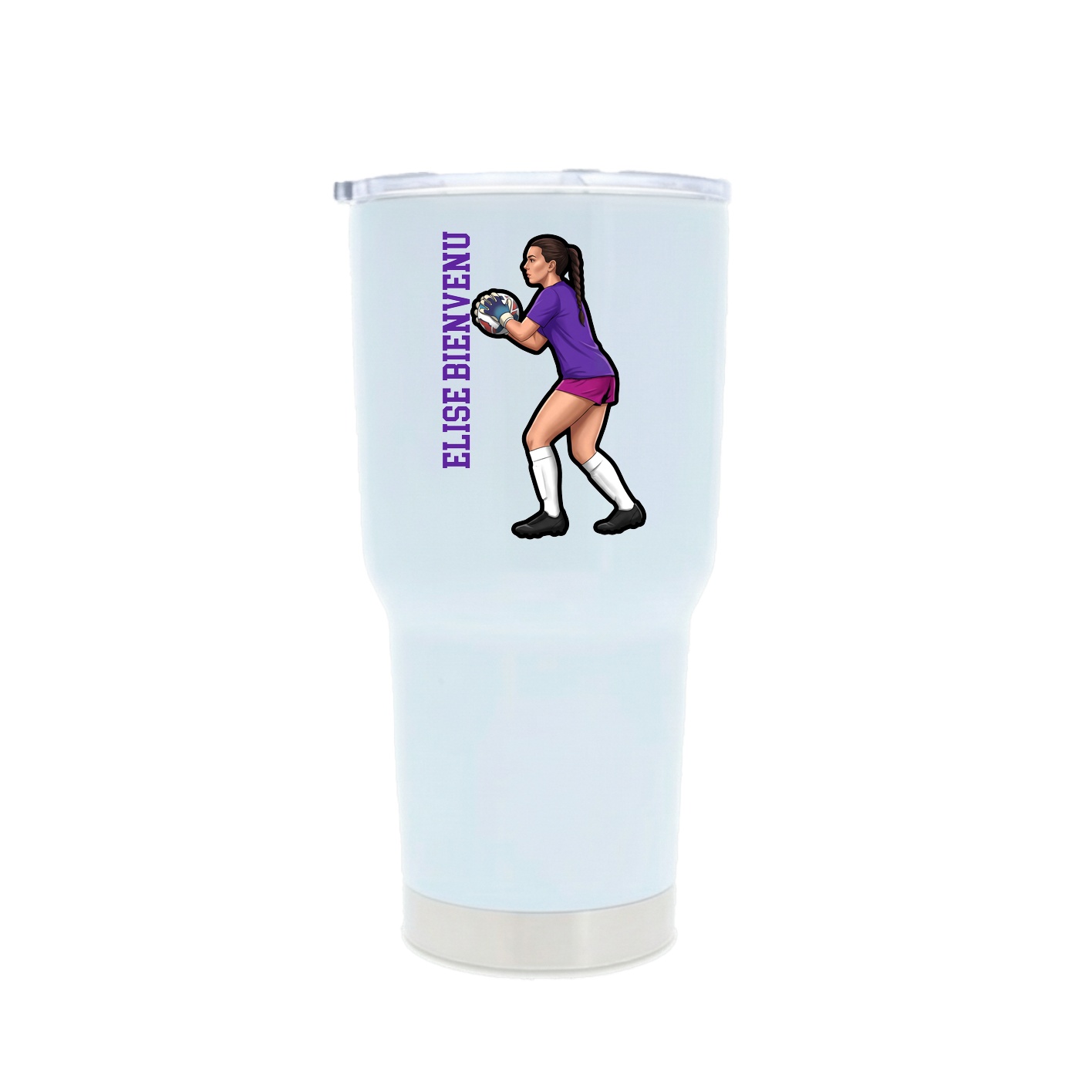 30oz Stainless Steel Tumbler — Name Vertical in White