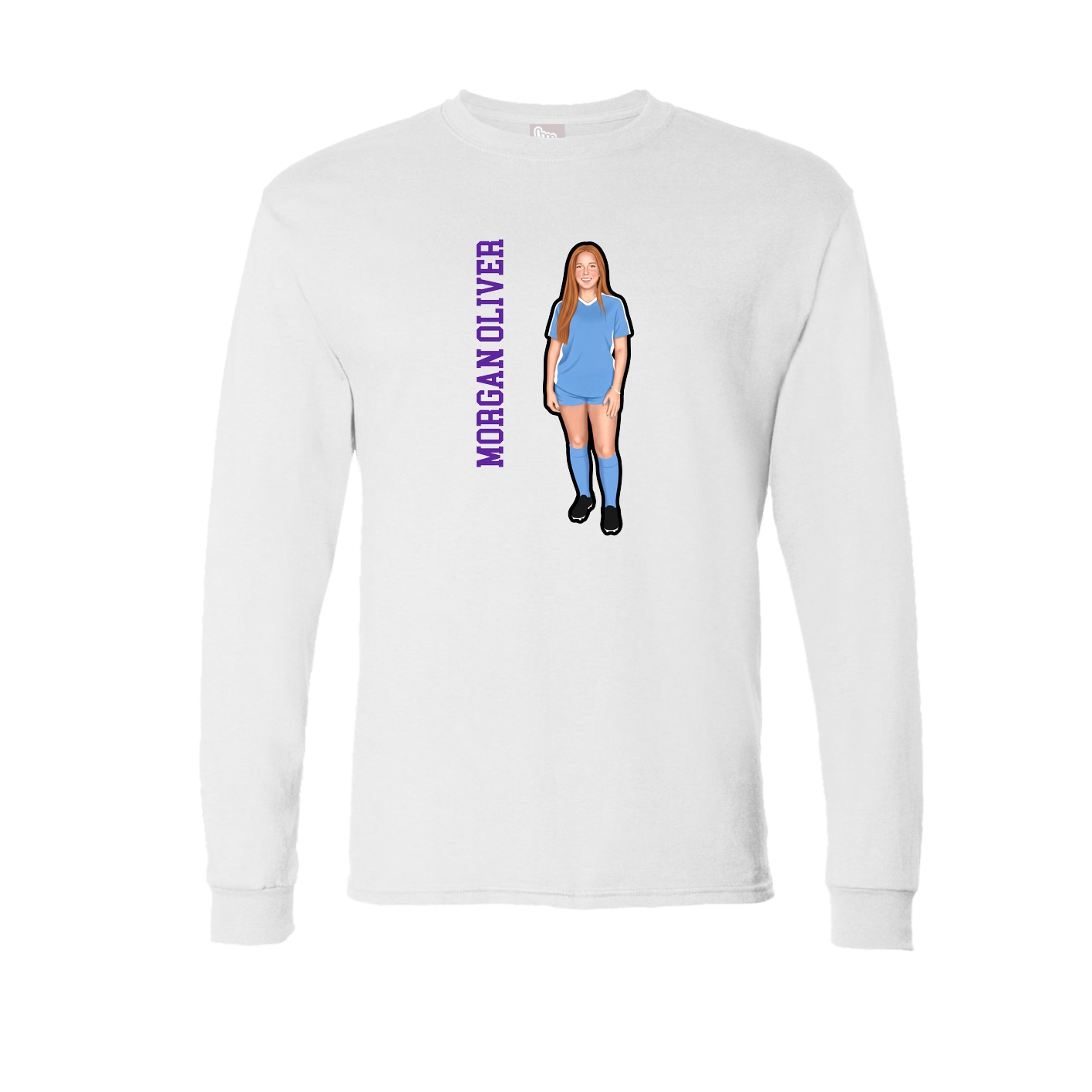 Long Sleeve Tee — Name Vertical in White