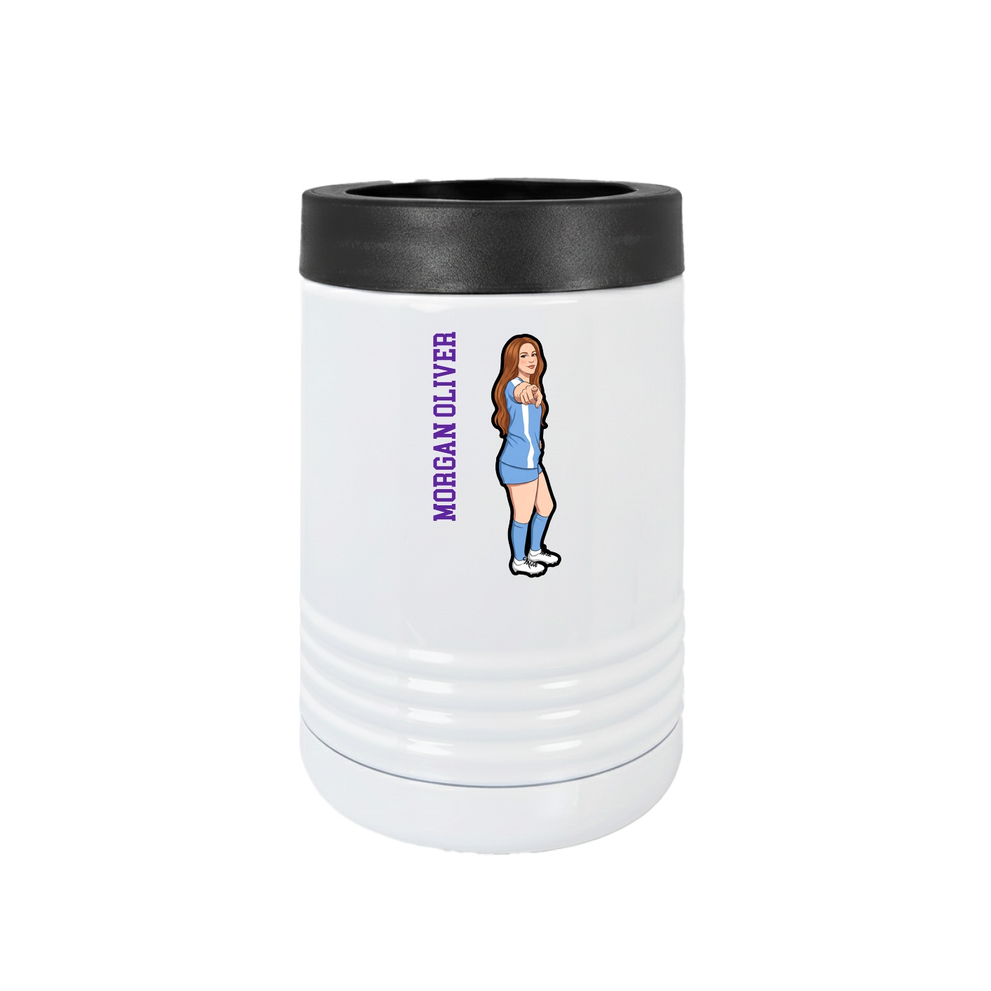 Beverage Holder — Name Vertical in White