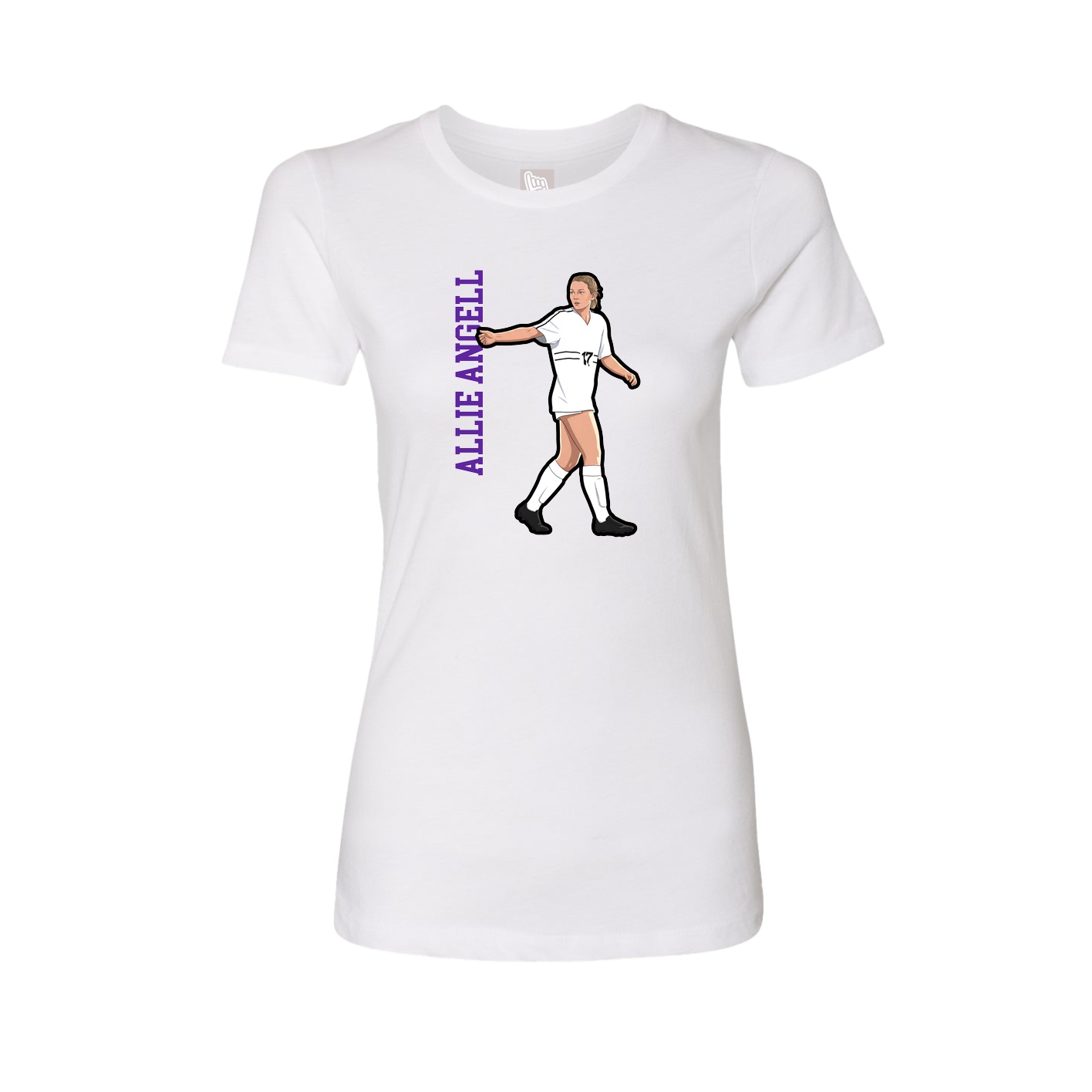 Fitted Women's Tee — Name Vertical in White