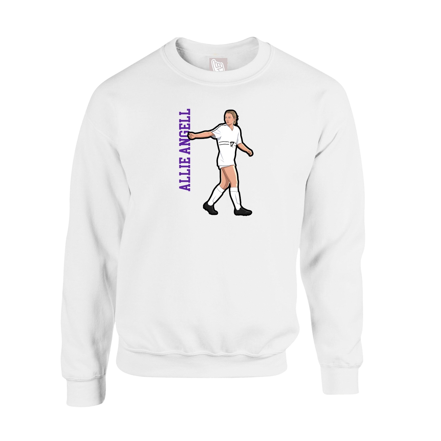 Fleece Crew — Name Vertical in White