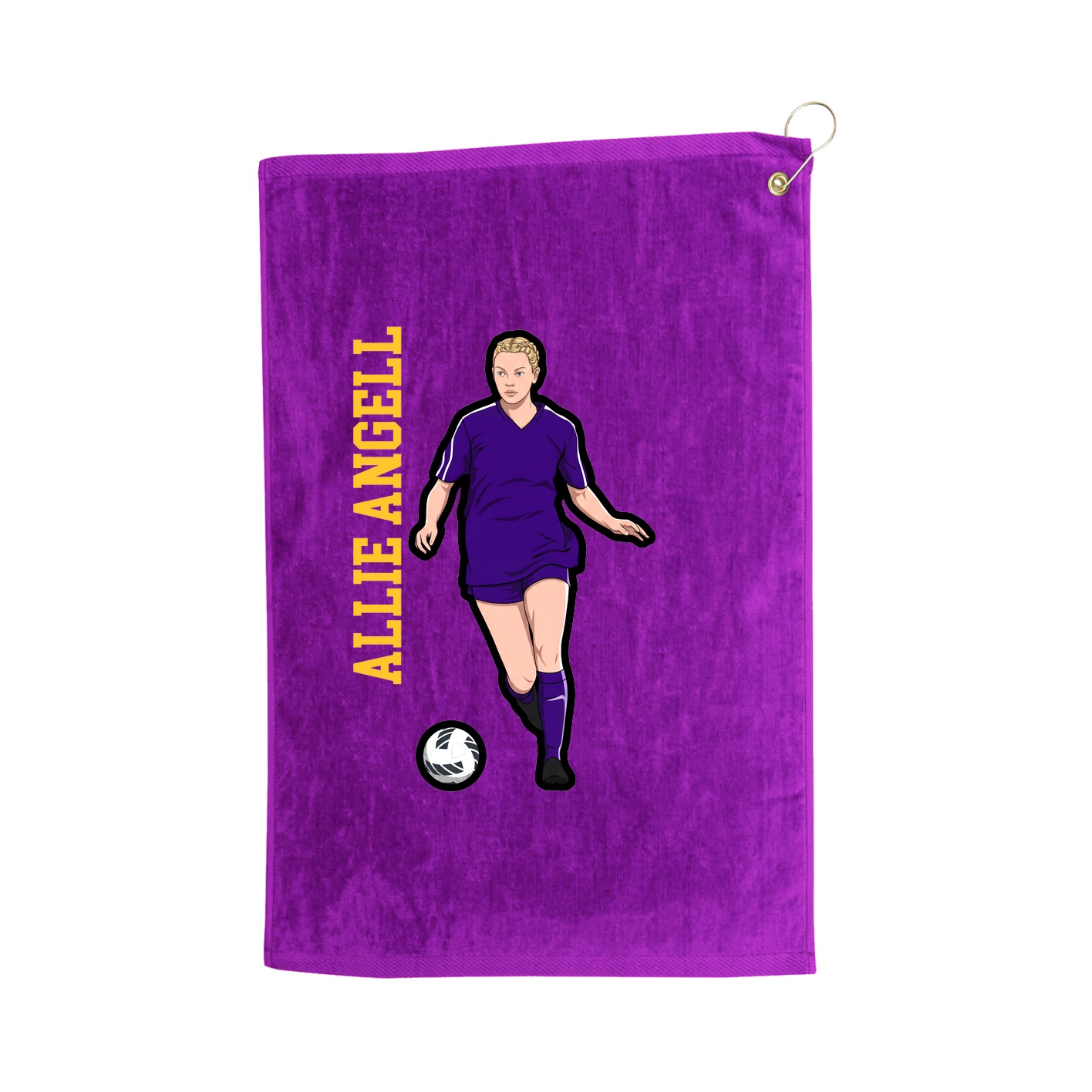 Golf Towel — Name Vertical in Purple