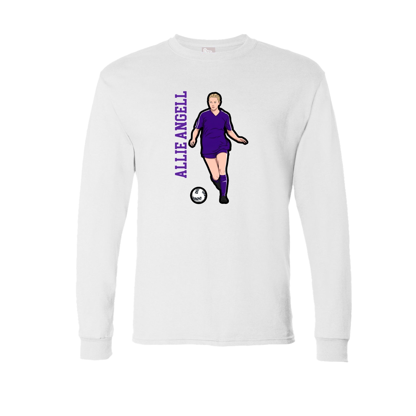 Long Sleeve Tee — Name Vertical in White