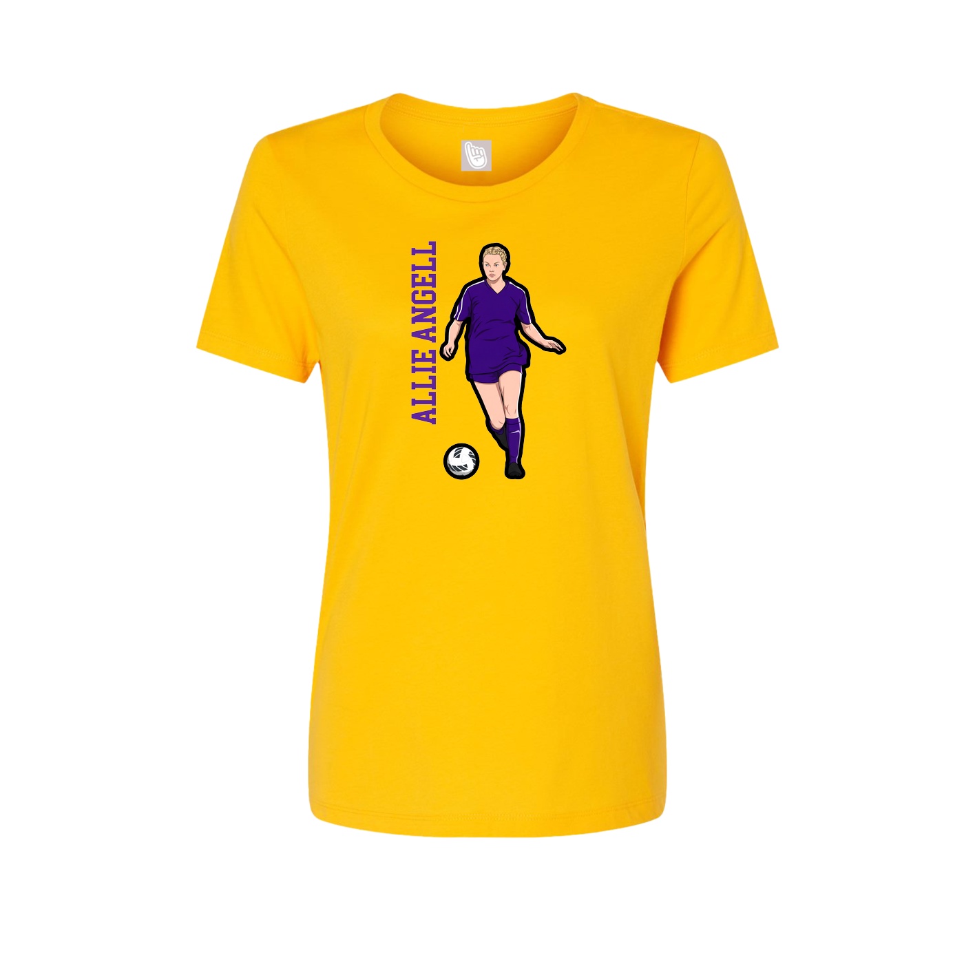 Fitted Women's Tee — Name Vertical in Gold