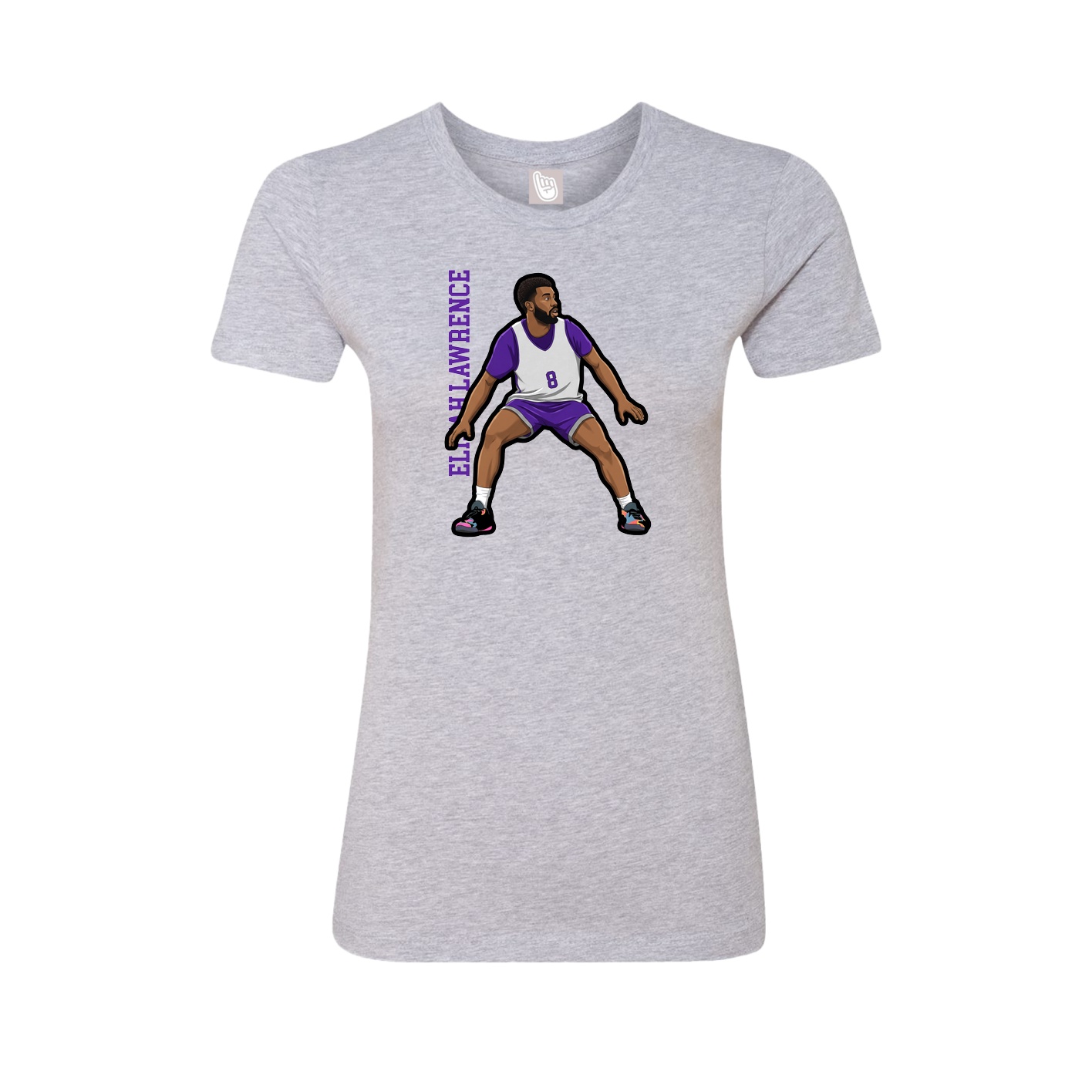 Fitted Women's Tee — Name Vertical in Grey