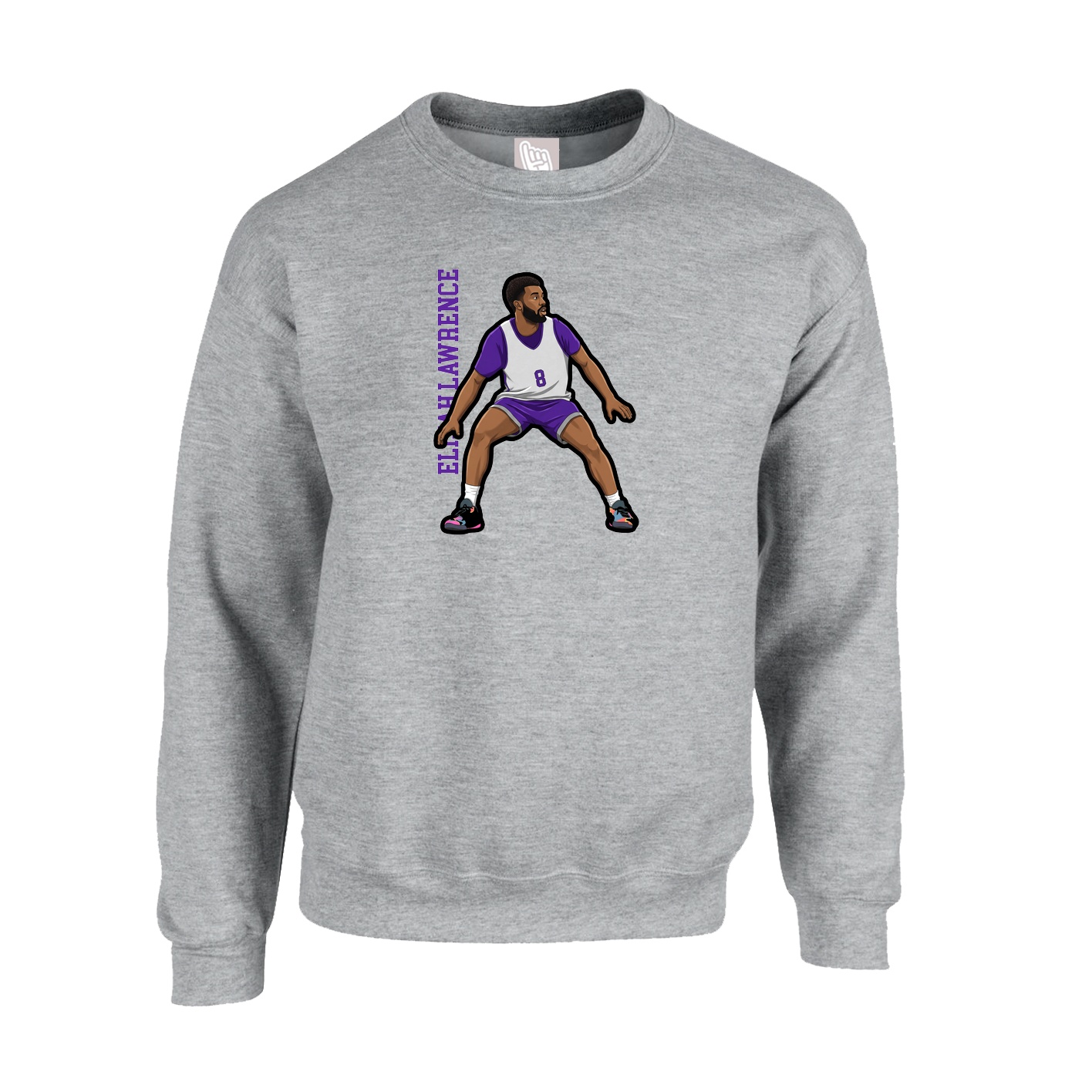 Fleece Crew — Name Vertical in Grey