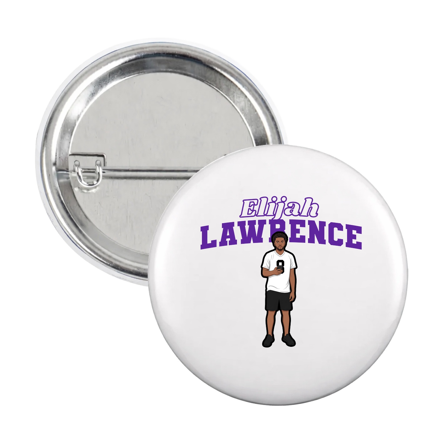 Game Day Button — Name Arch in White