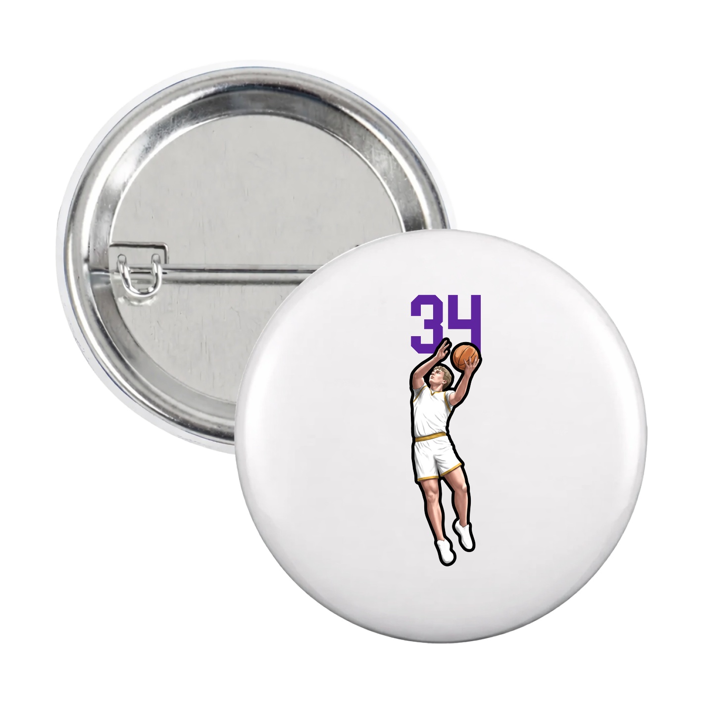 Game Day Button — Number Top in White