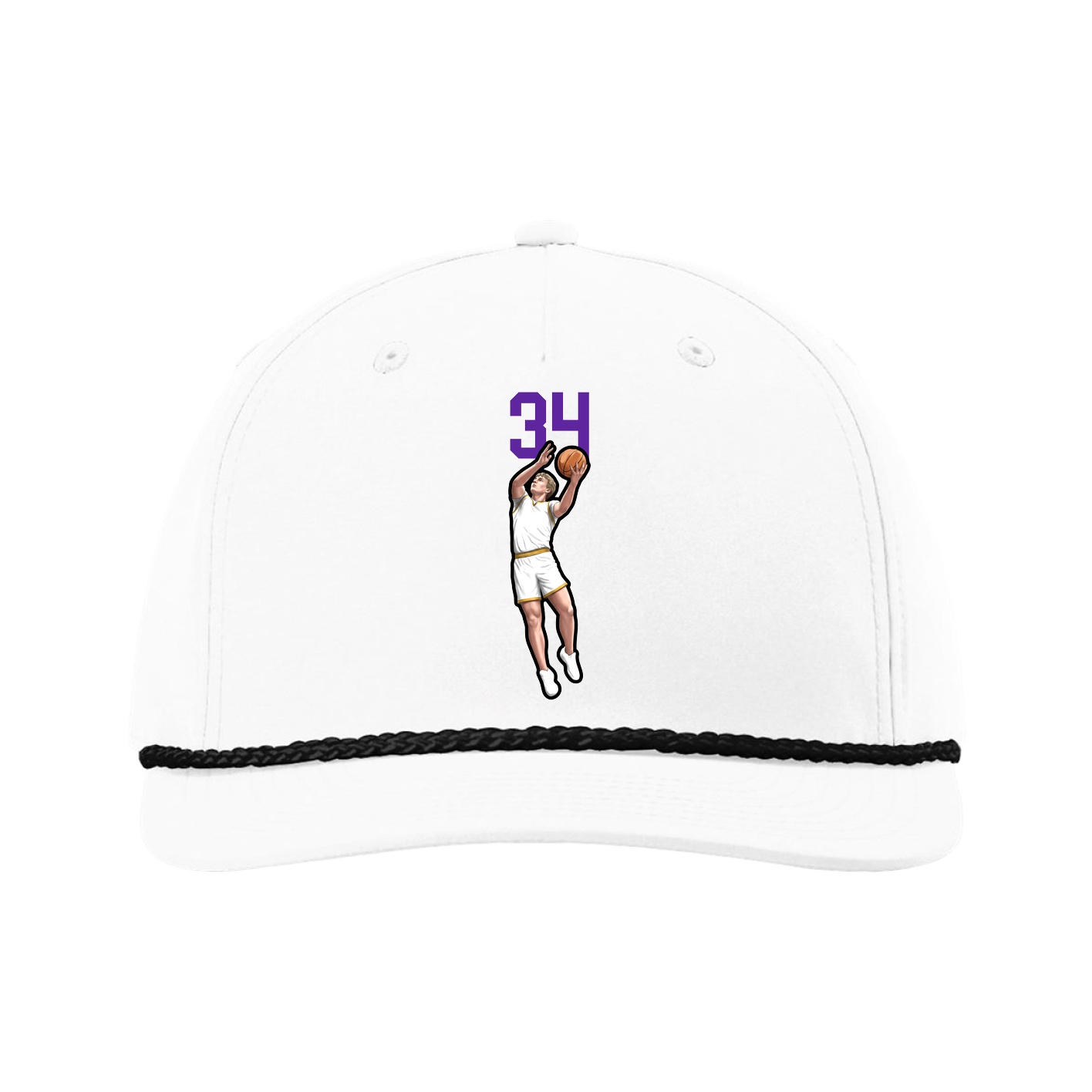 Five-Panel Classic Rope Cap — Number Top in White