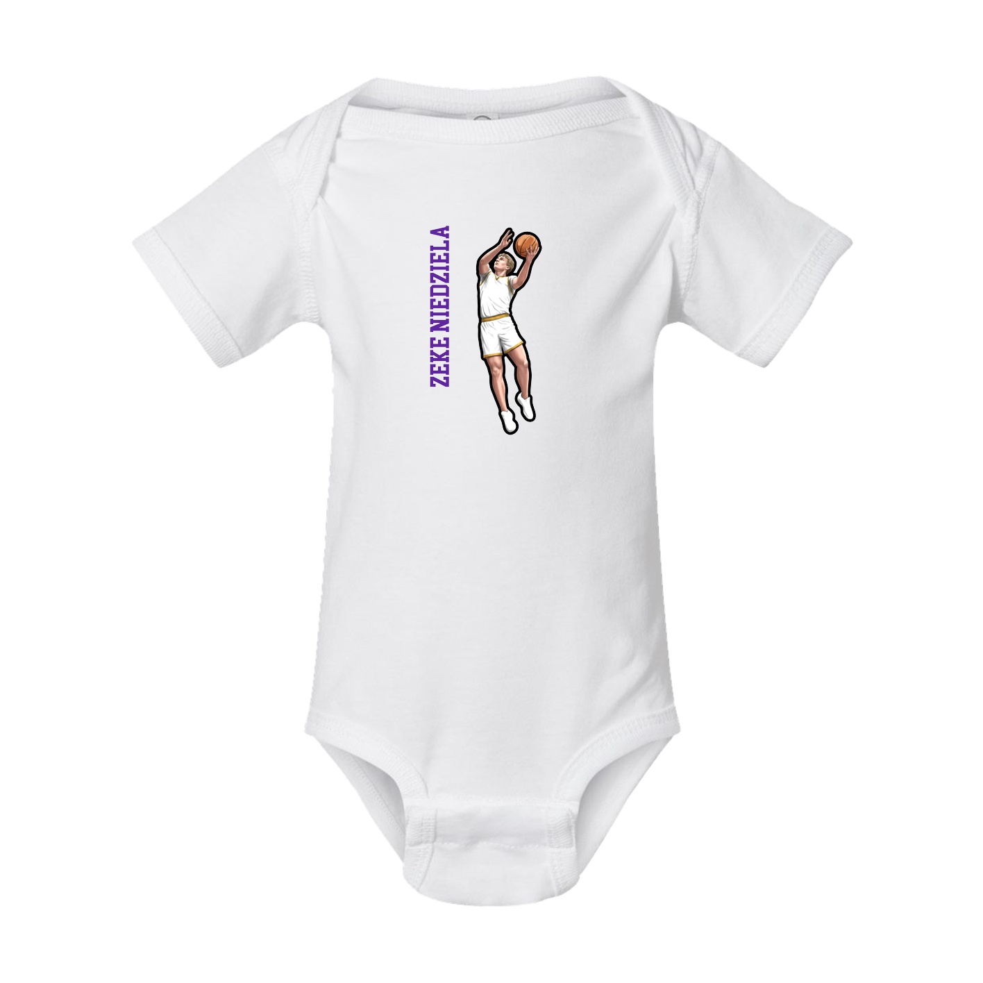 Baby Onesie — Name Vertical in White