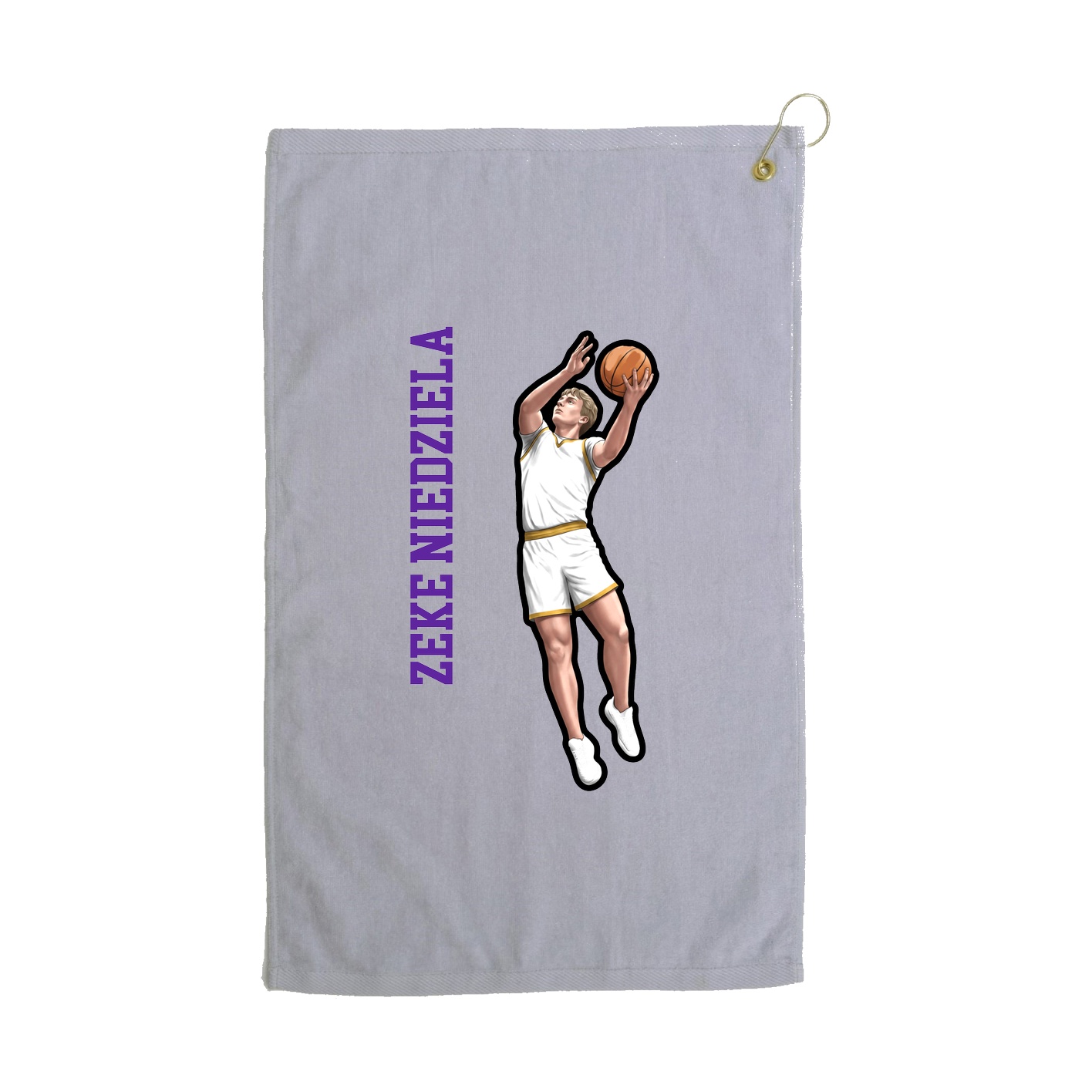 Golf Towel — Name Vertical in Grey