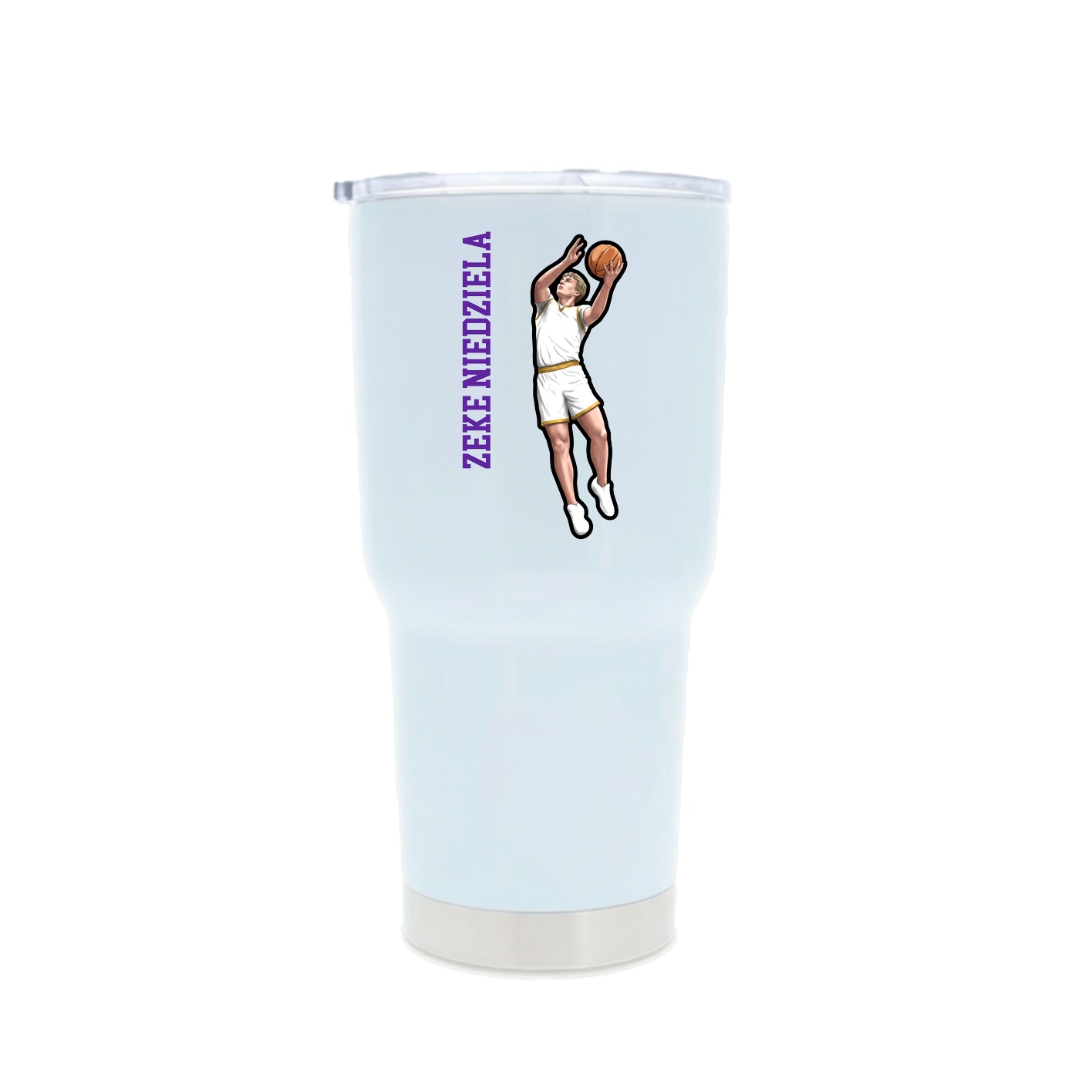30oz Stainless Steel Tumbler — Name Vertical in White