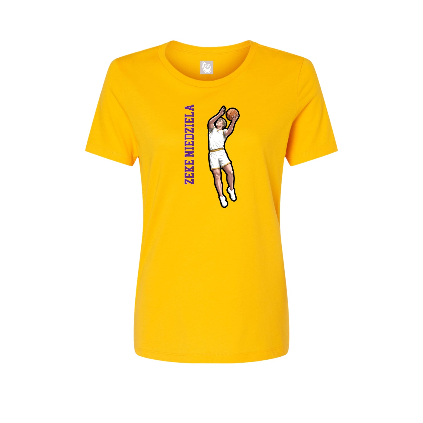 Fitted Women's Tee — Name Vertical in Gold