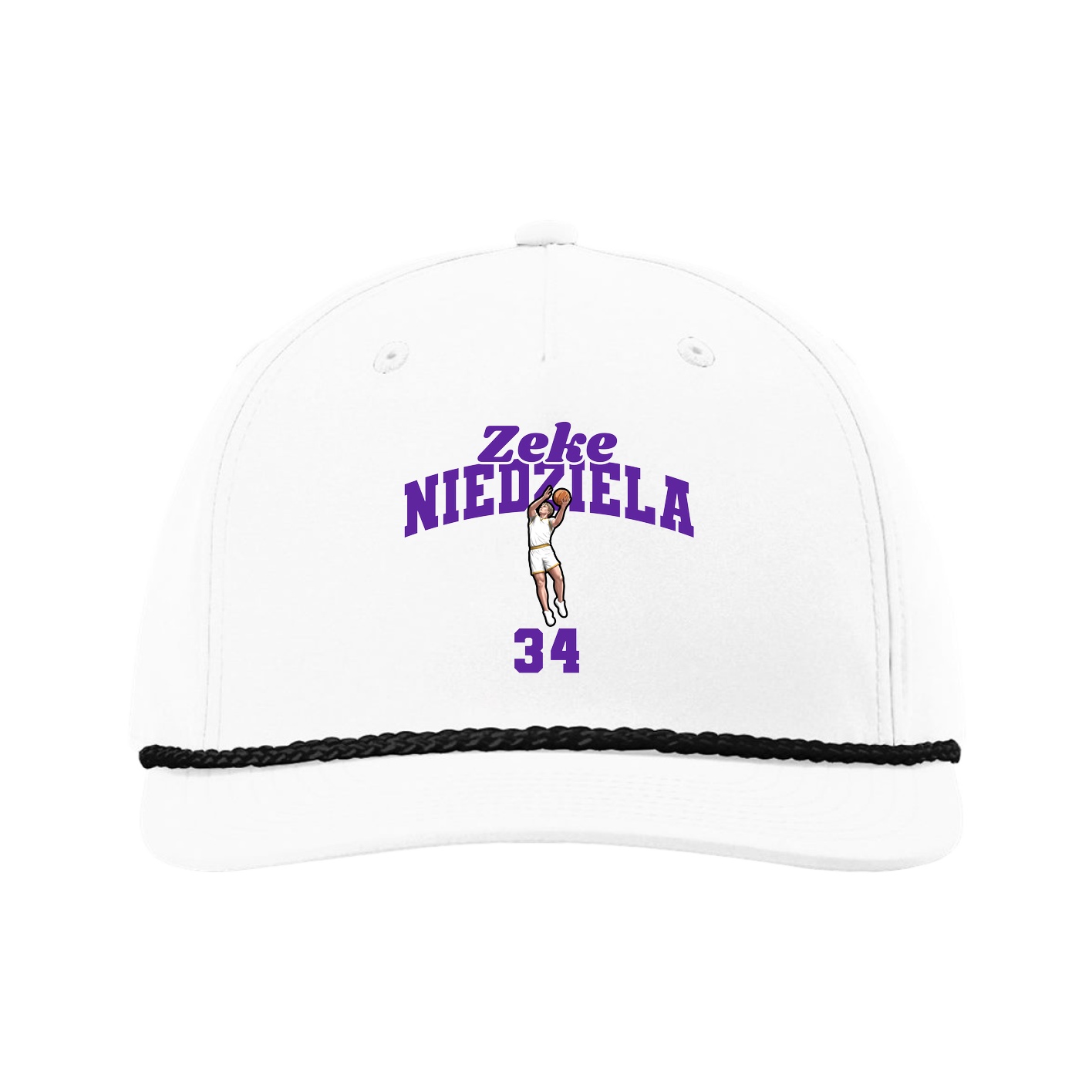 Five-Panel Classic Rope Cap — Signature Arch in White