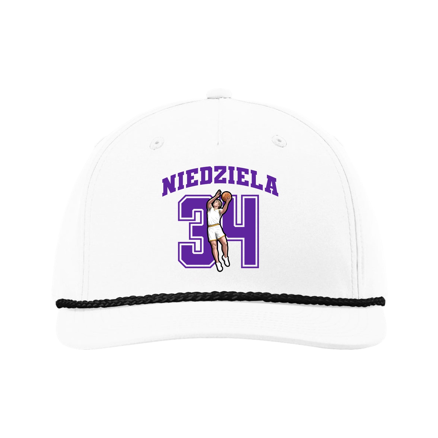 Five-Panel Classic Rope Cap — Number in White