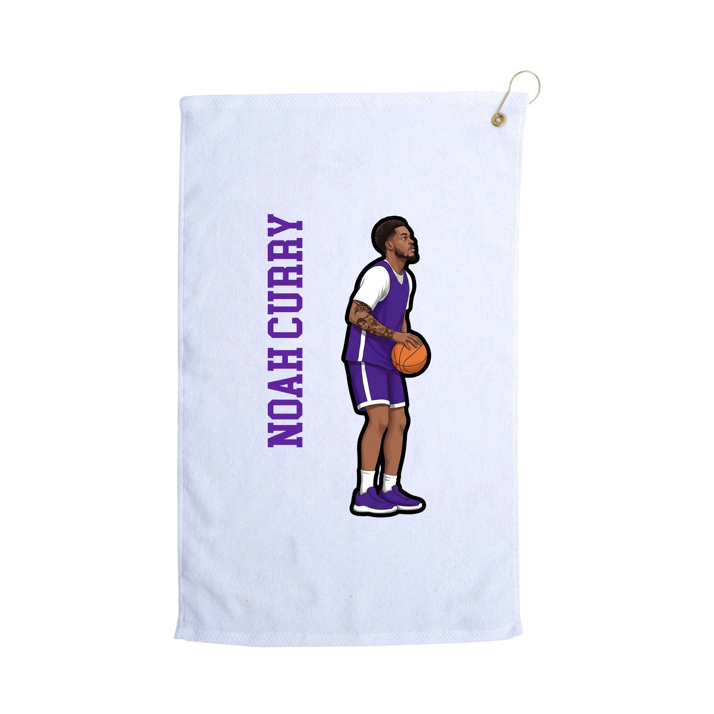 Golf Towel — Name Vertical in White