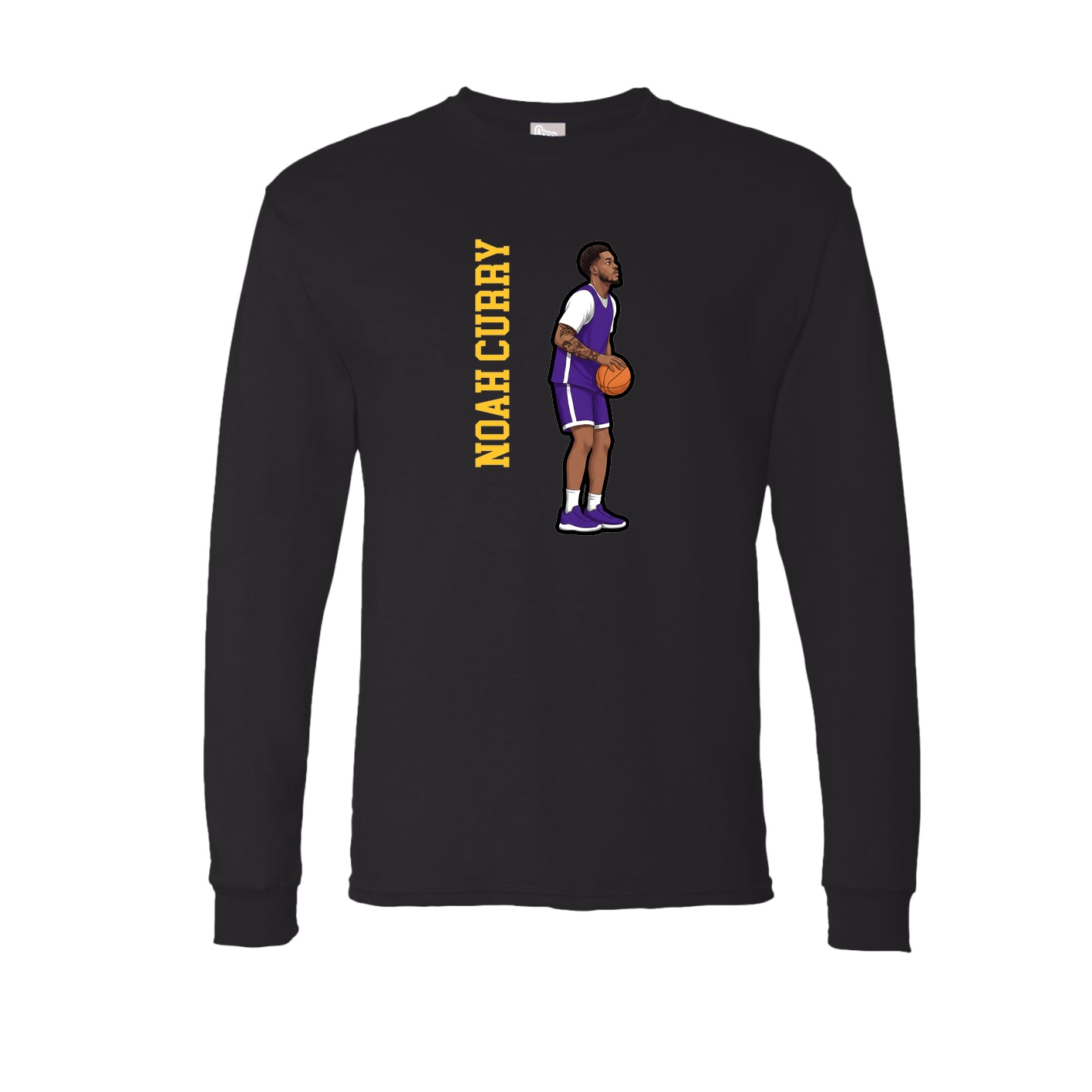 Long Sleeve Tee — Name Vertical in Black