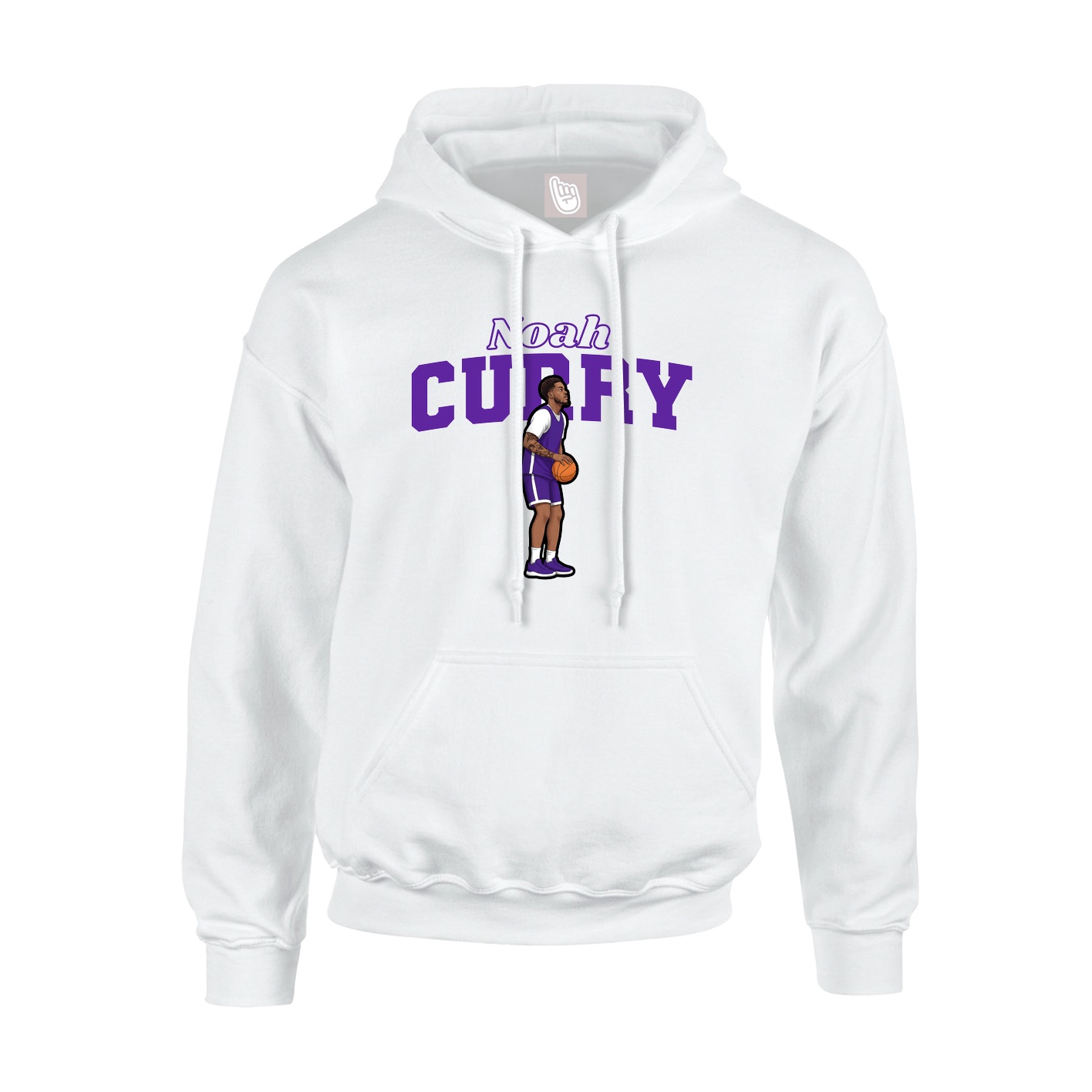 Youth Hoodie — Name Arch in White