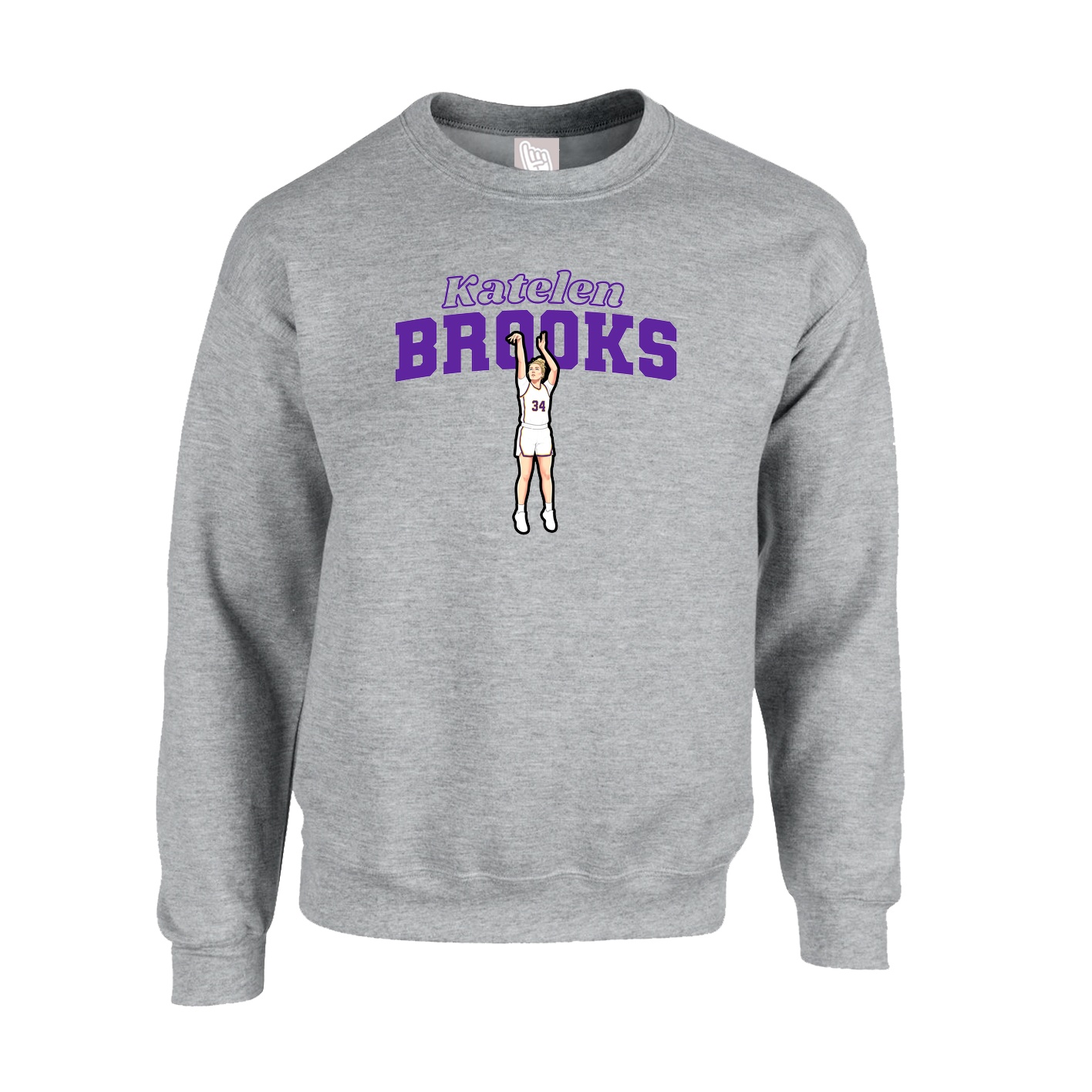 Fleece Crew — Name Arch in Grey