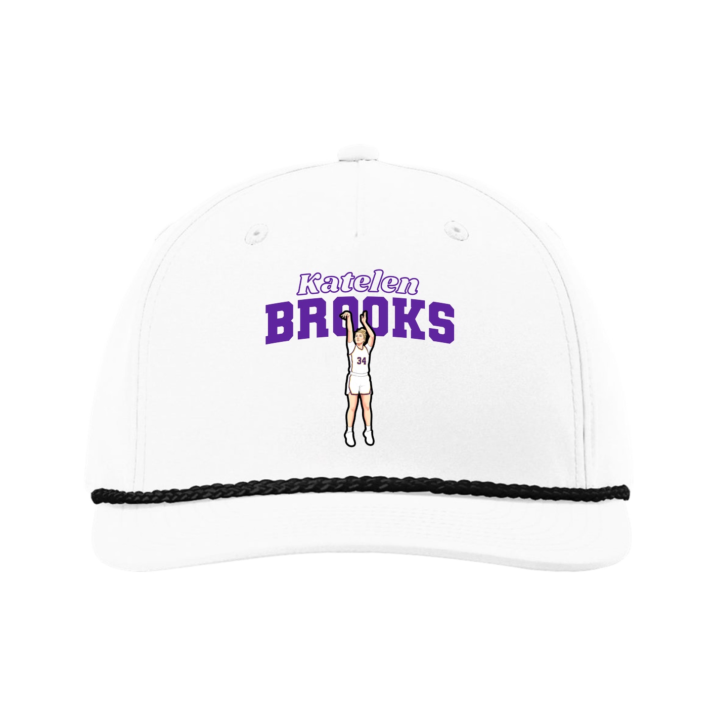 Five-Panel Classic Rope Cap — Name Arch in White