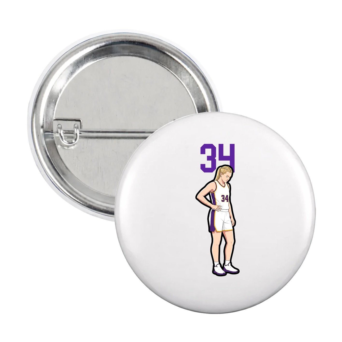 Game Day Button — Number Top in White