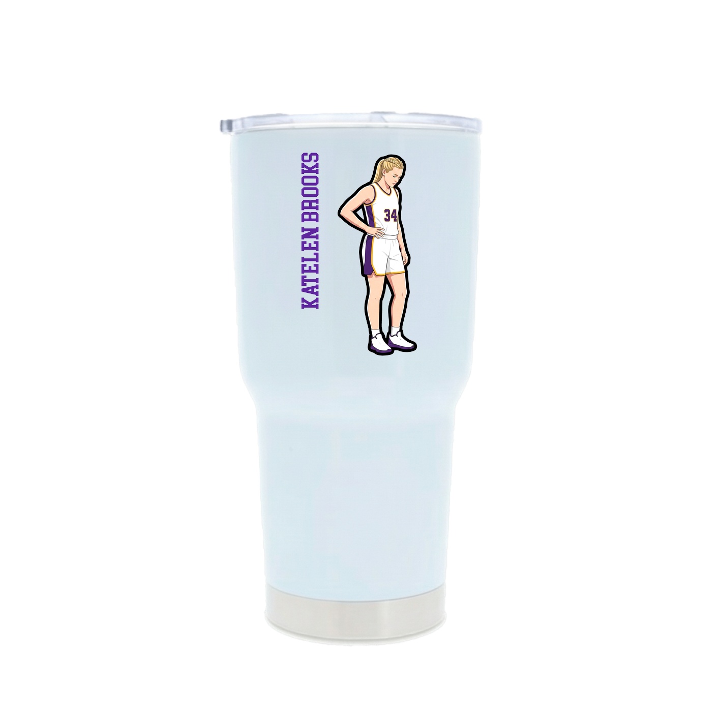 30oz Stainless Steel Tumbler — Name Vertical in White