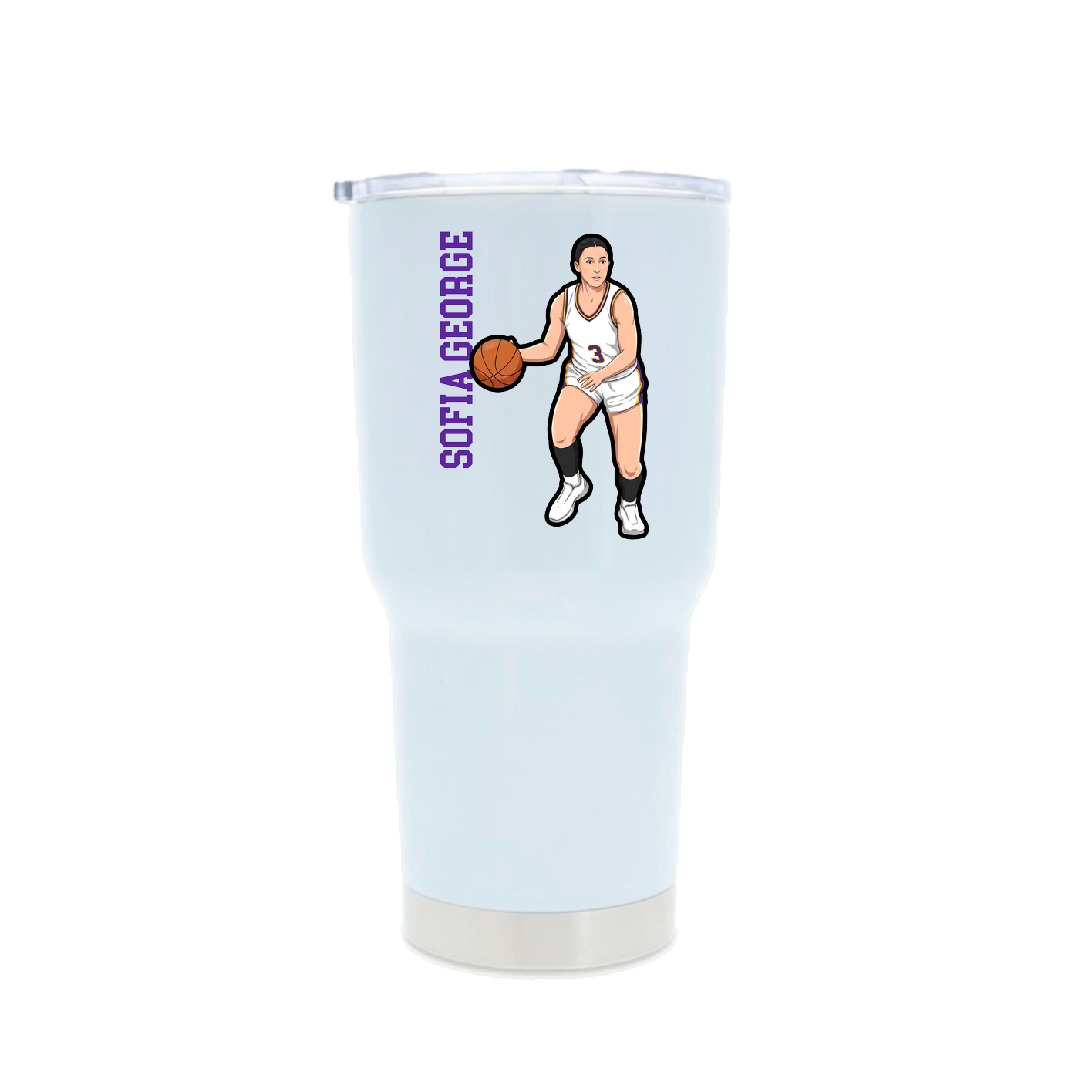 30oz Stainless Steel Tumbler — Name Vertical in White