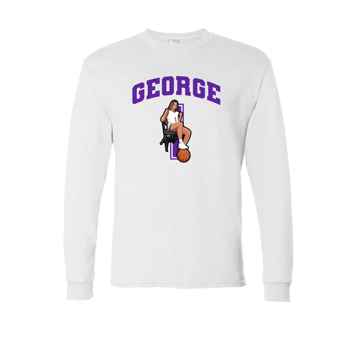 Long Sleeve Tee — Number in White