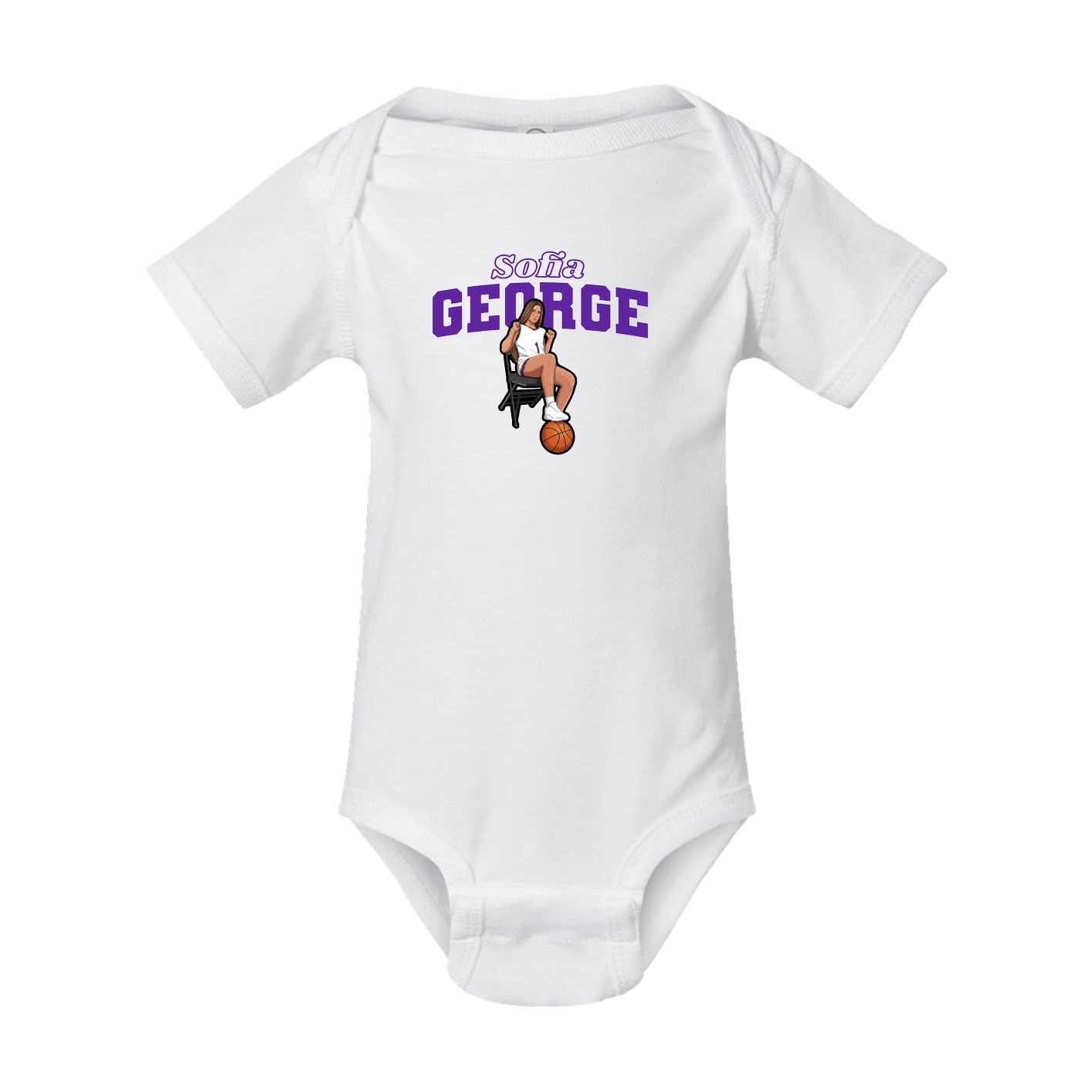 Baby Onesie — Name Arch in White