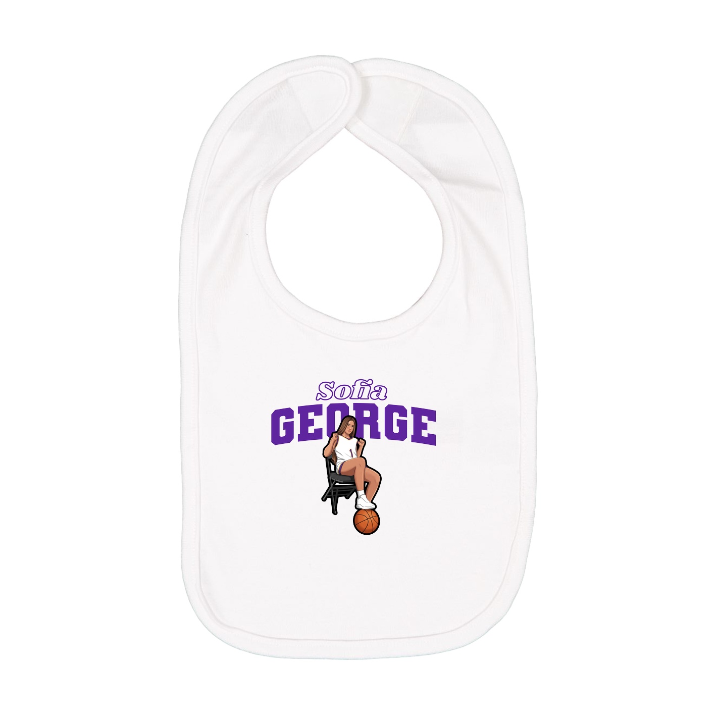 Infant Bib — Name Arch in White