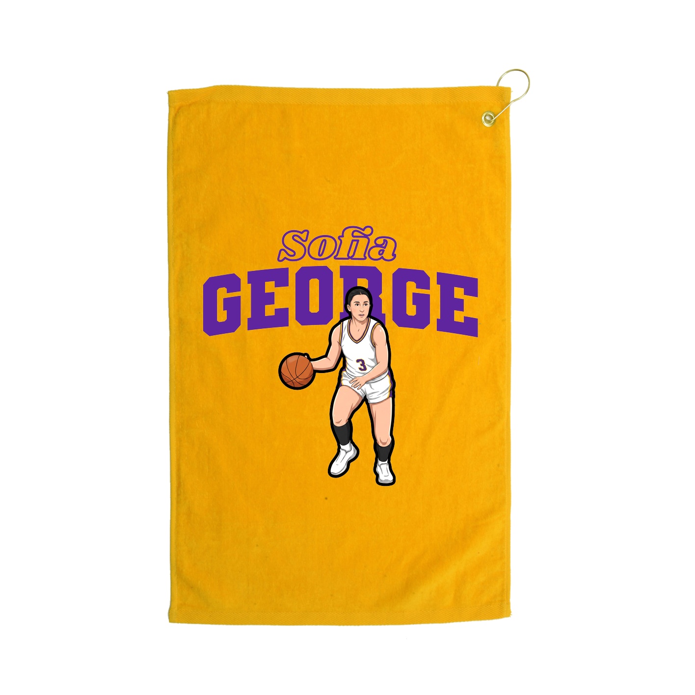 Golf Towel — Name Arch in Gold