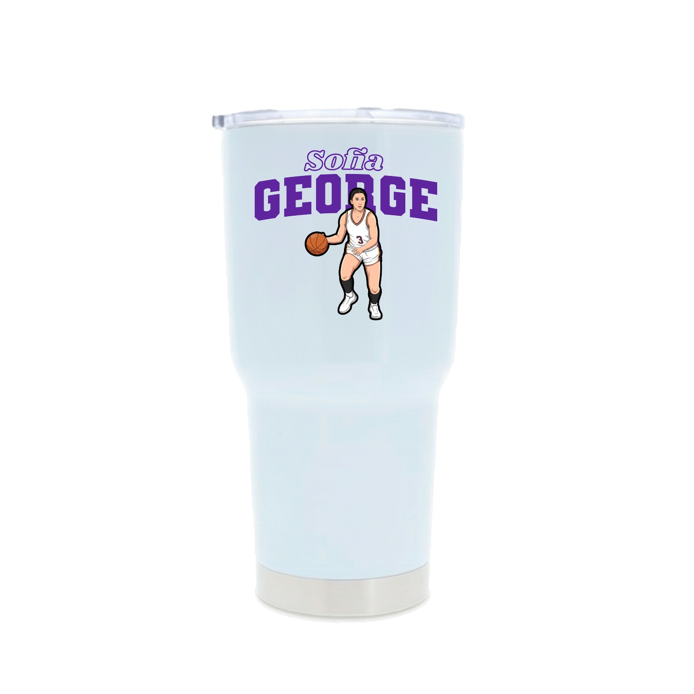 30oz Stainless Steel Tumbler — Name Arch in White