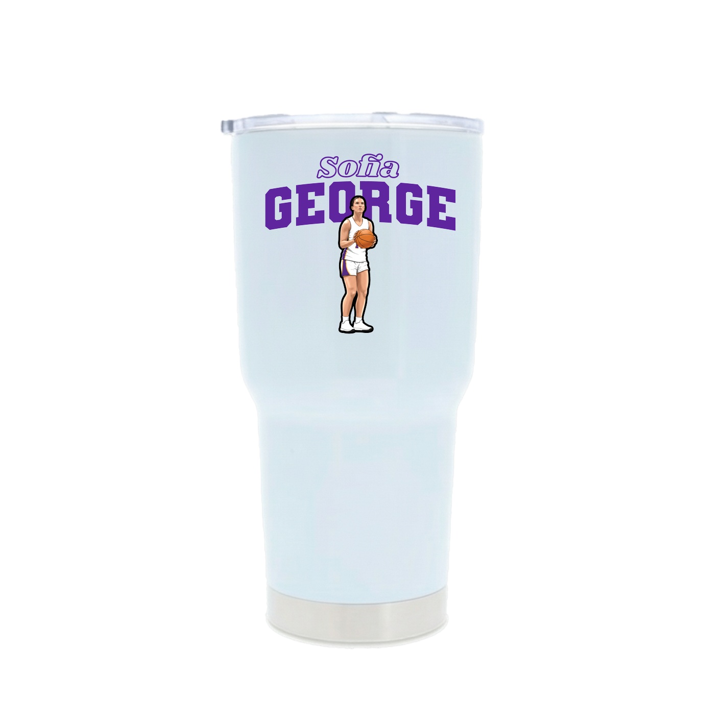 30oz Stainless Steel Tumbler — Name Arch in White