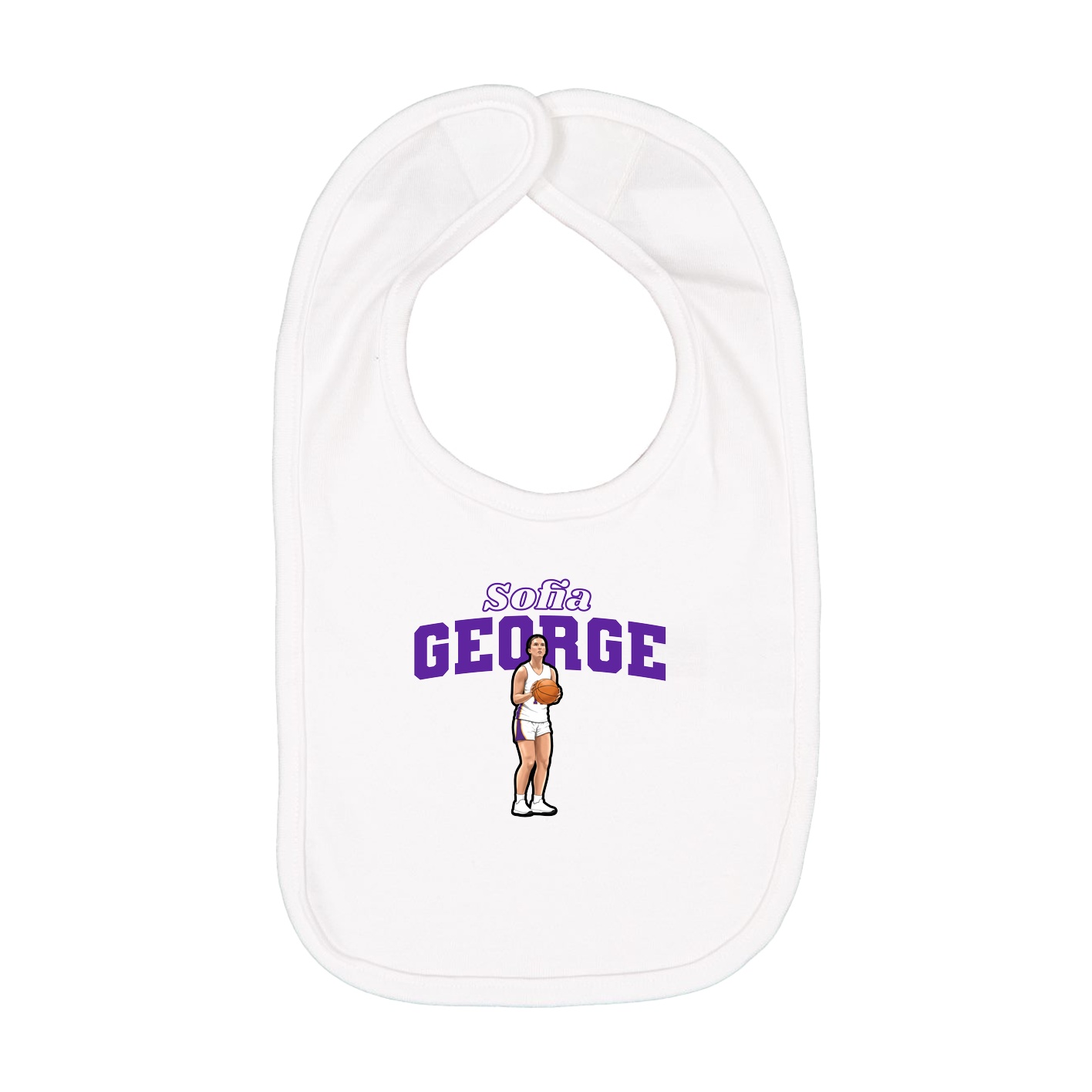 Infant Bib — Name Arch in White