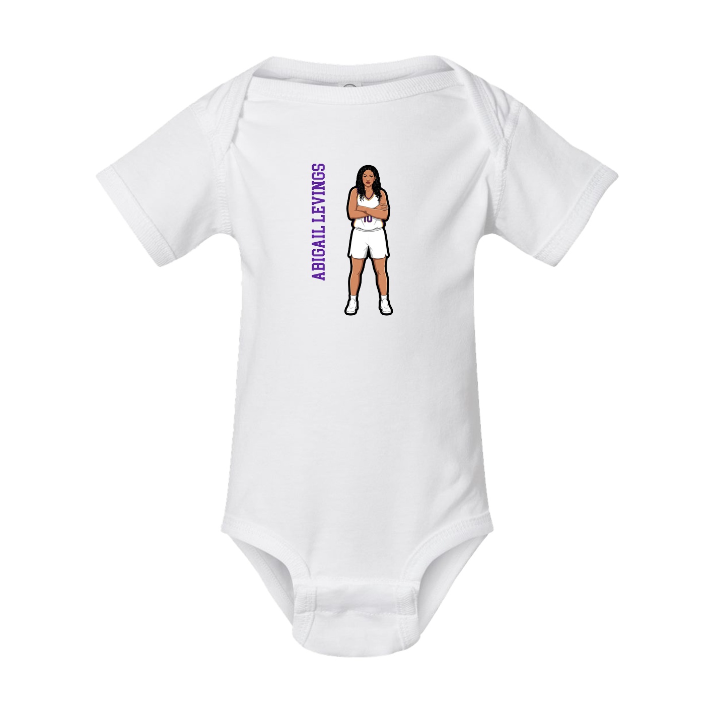 Baby Onesie — Name Vertical in White