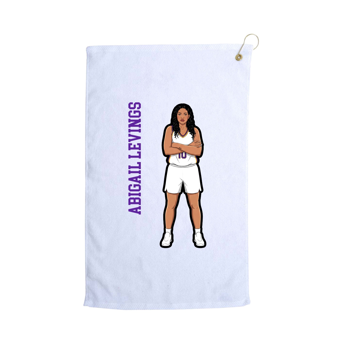 Golf Towel — Name Vertical in White