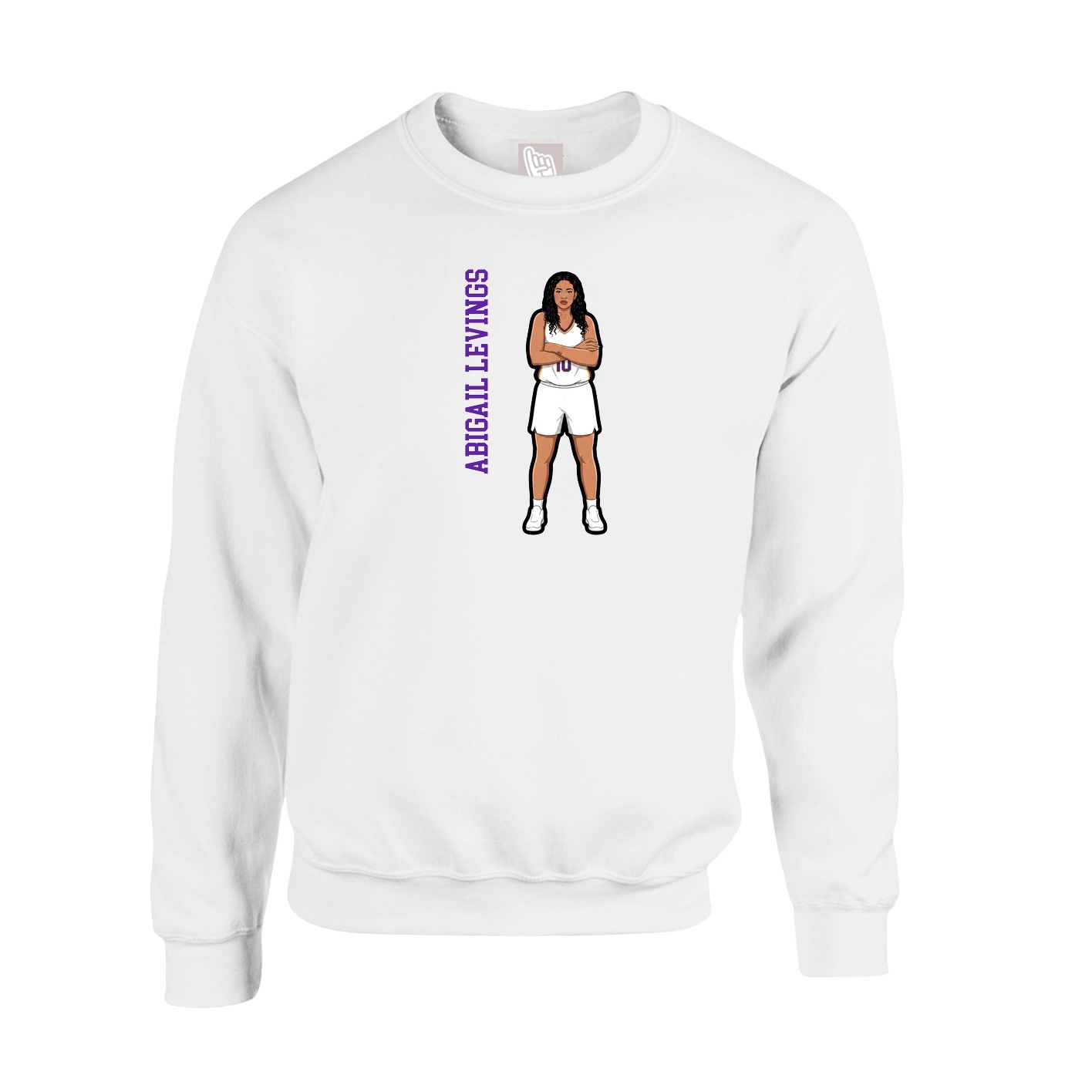 Fleece Crew — Name Vertical in White