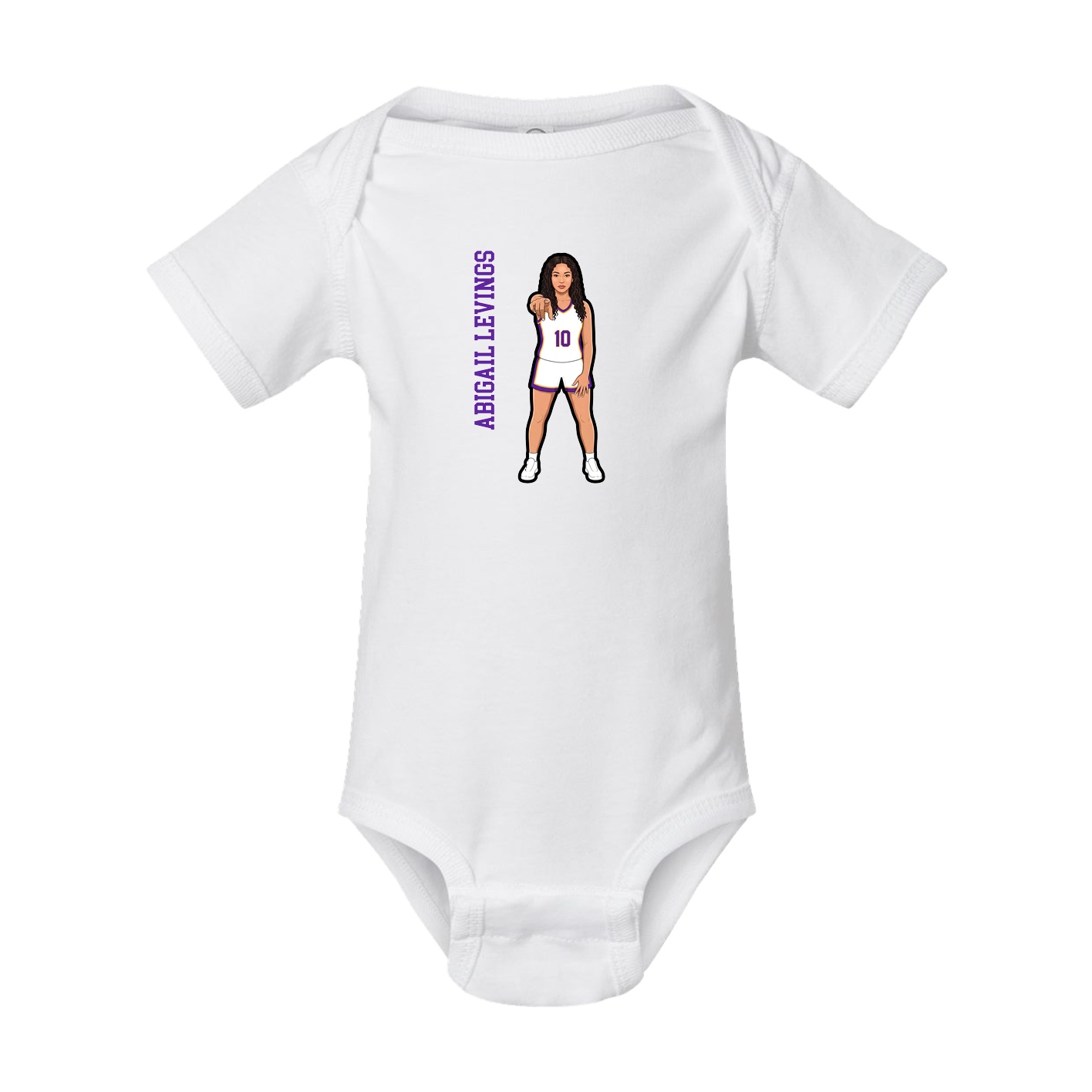 Baby Onesie — Name Vertical in White