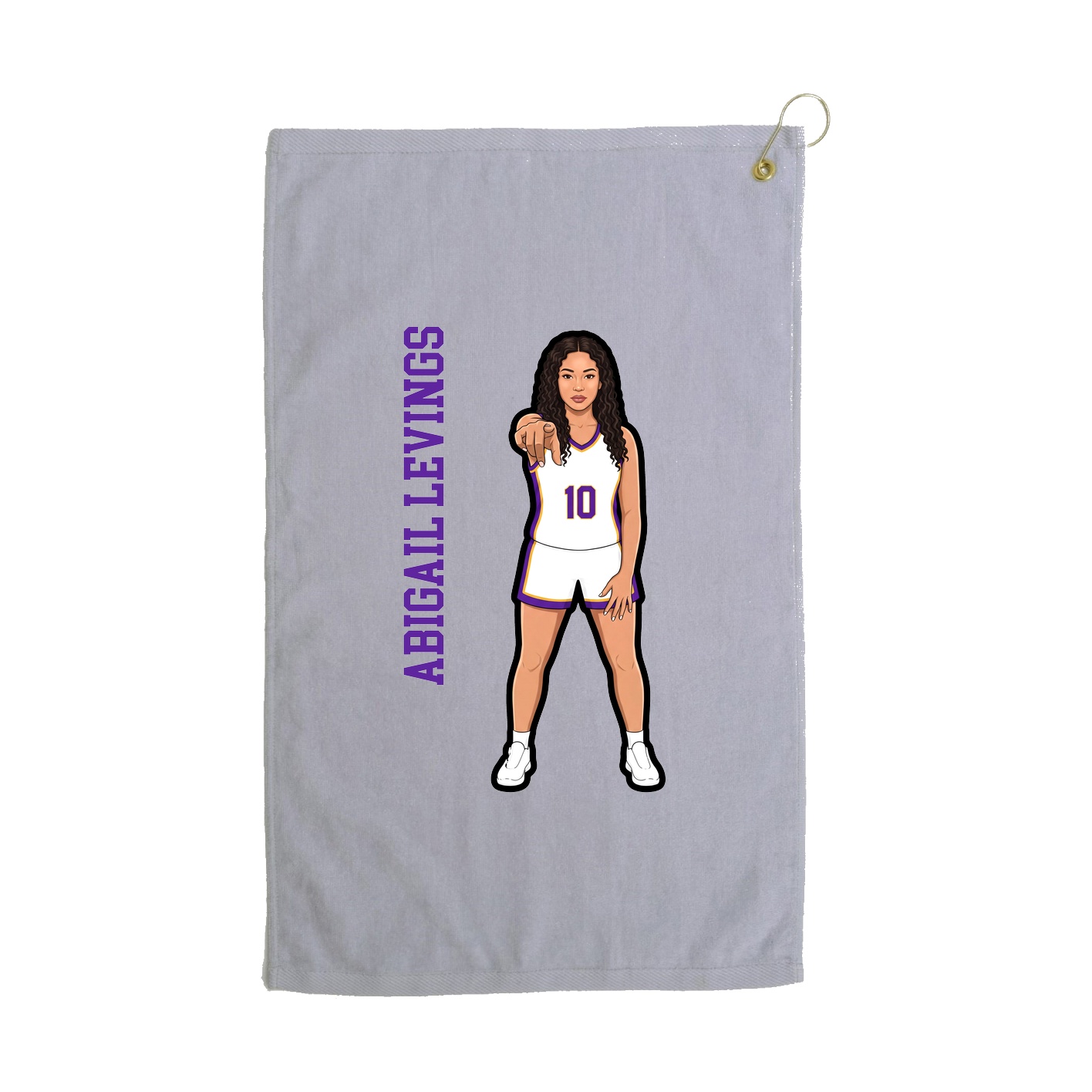 Golf Towel — Name Vertical in Grey