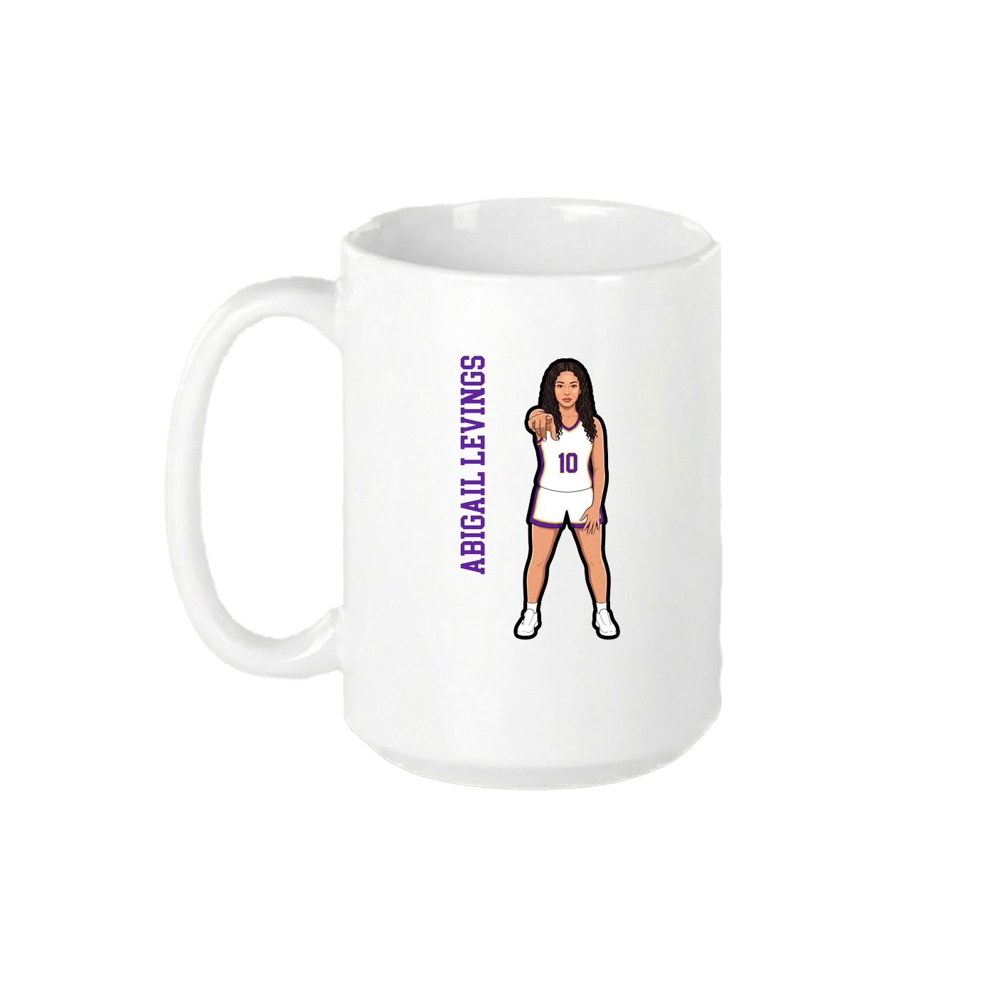 15oz Coffee Mug — Name Vertical in White