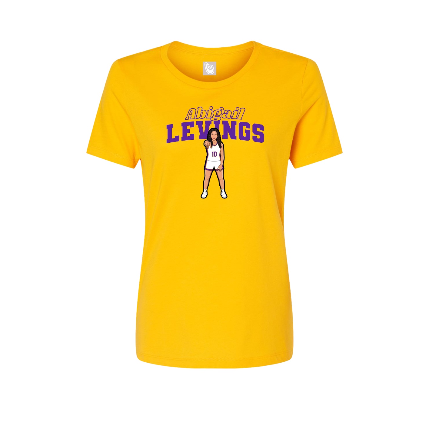 Fitted Women's Tee — Name Arch in Gold
