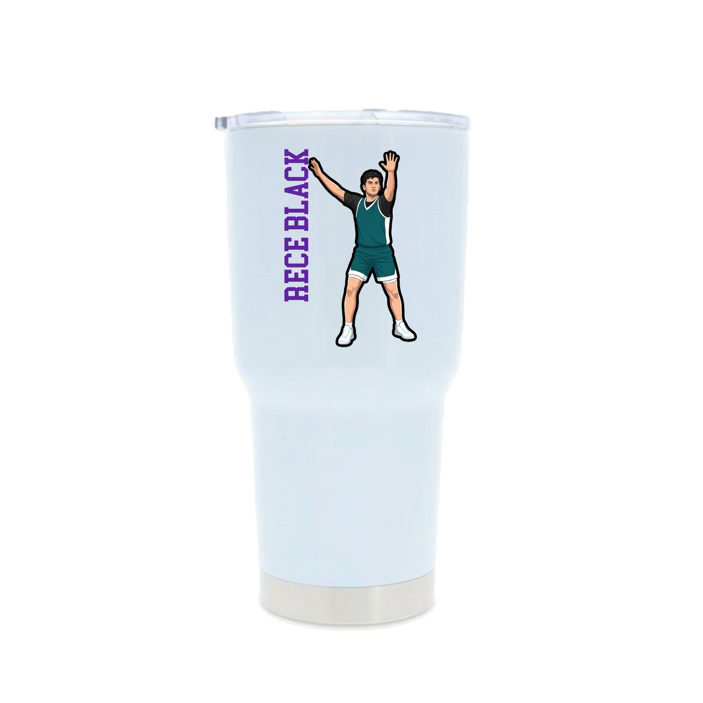 30oz Stainless Steel Tumbler — Name Vertical in White