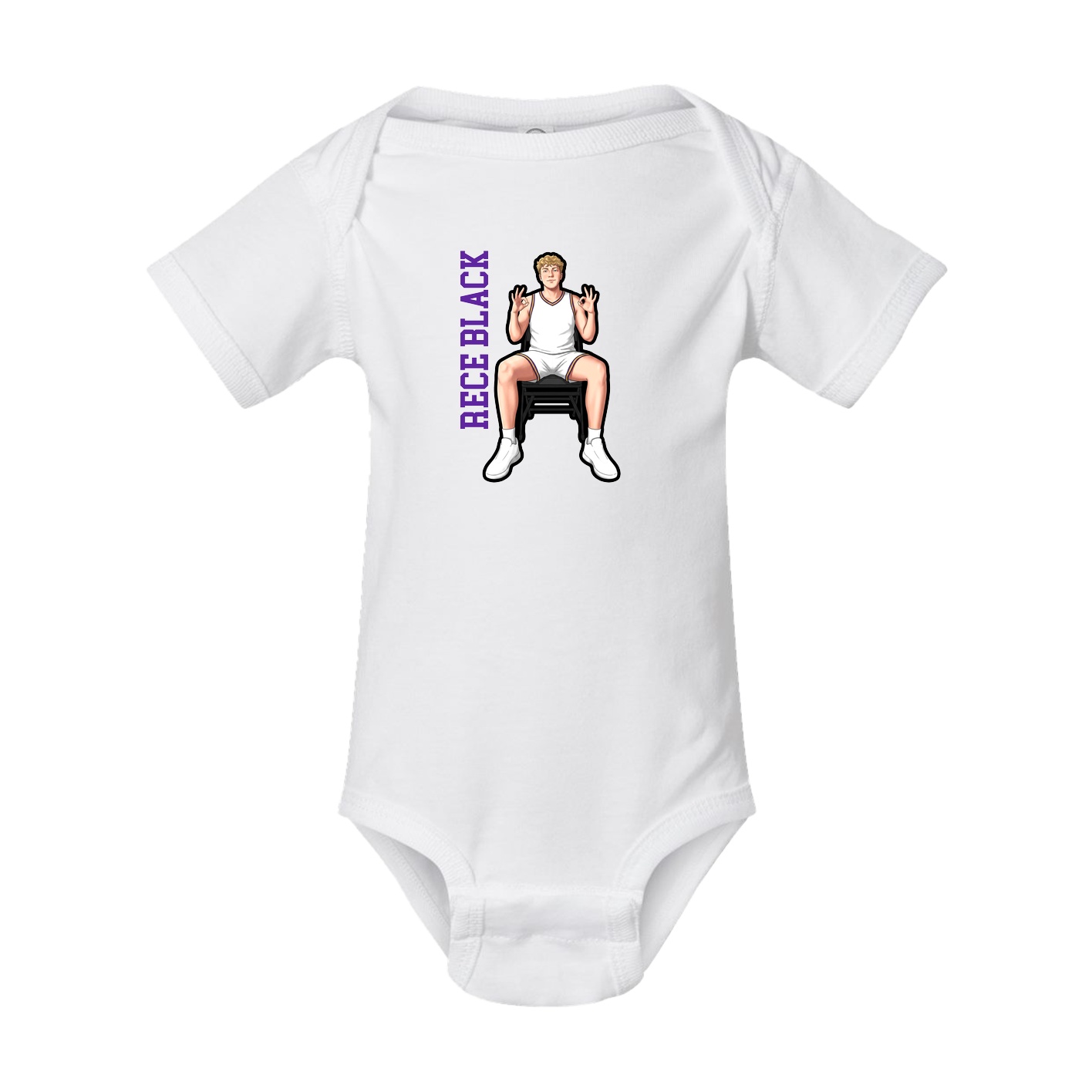 Baby Onesie — Name Vertical in White