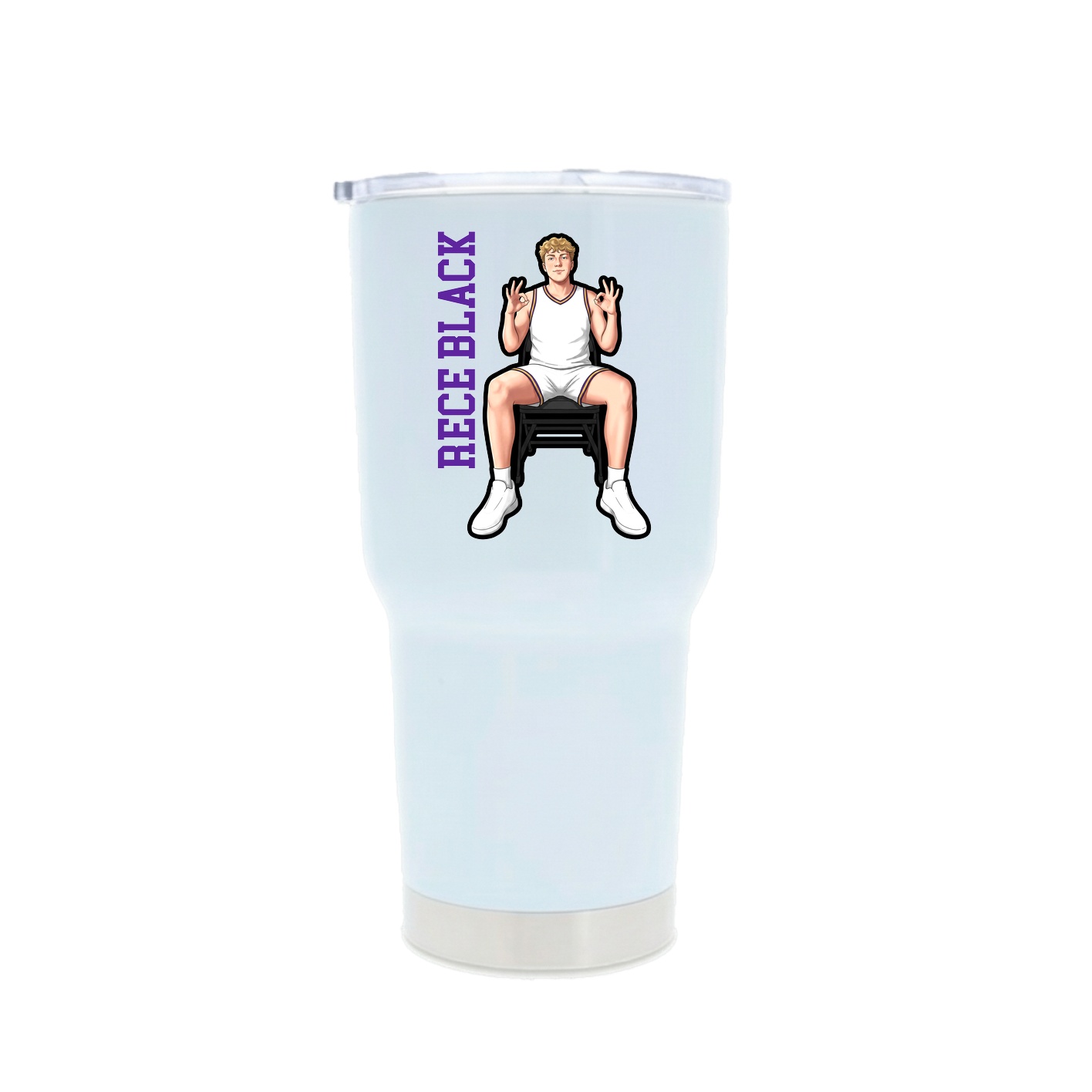 30oz Stainless Steel Tumbler — Name Vertical in White