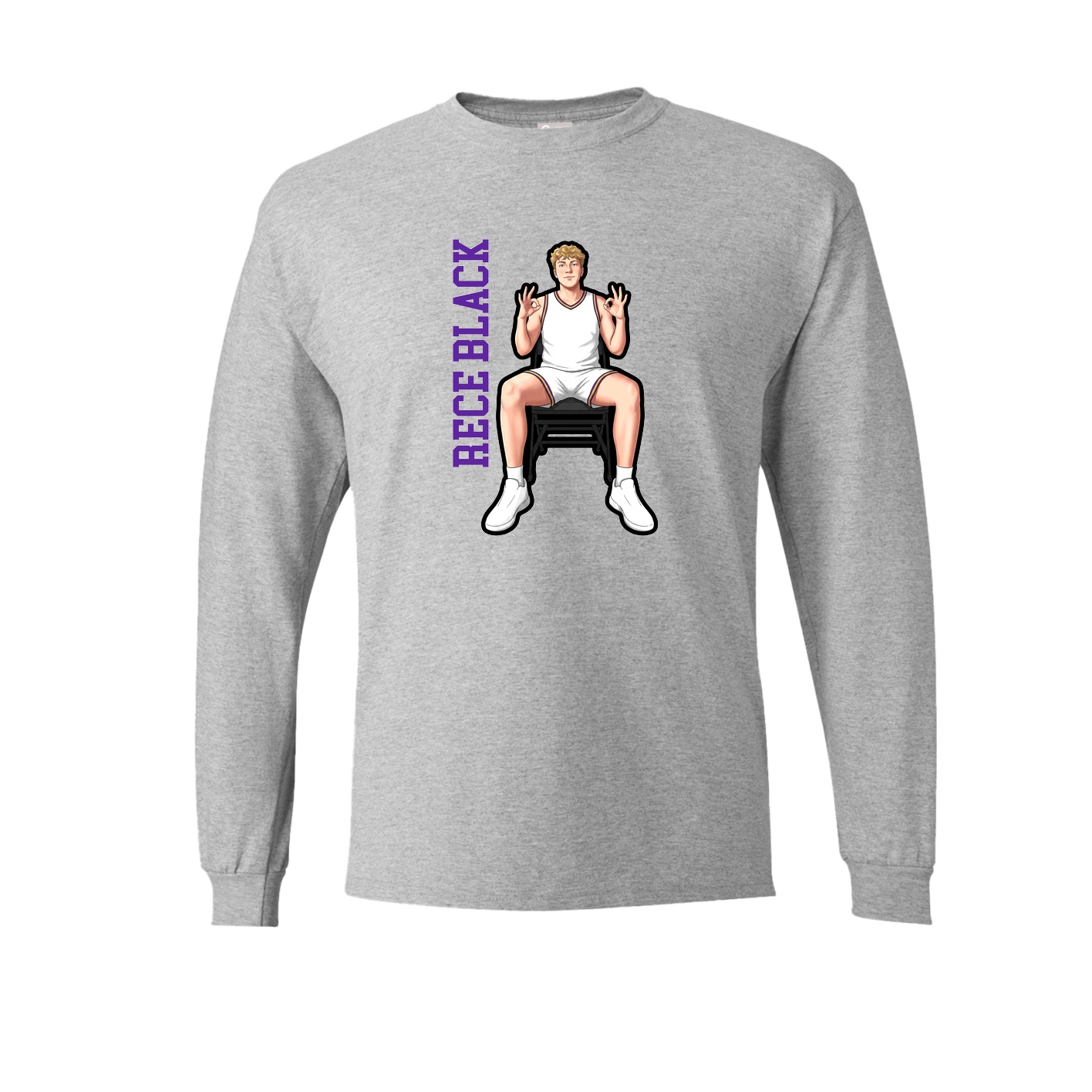 Long Sleeve Tee — Name Vertical in Grey