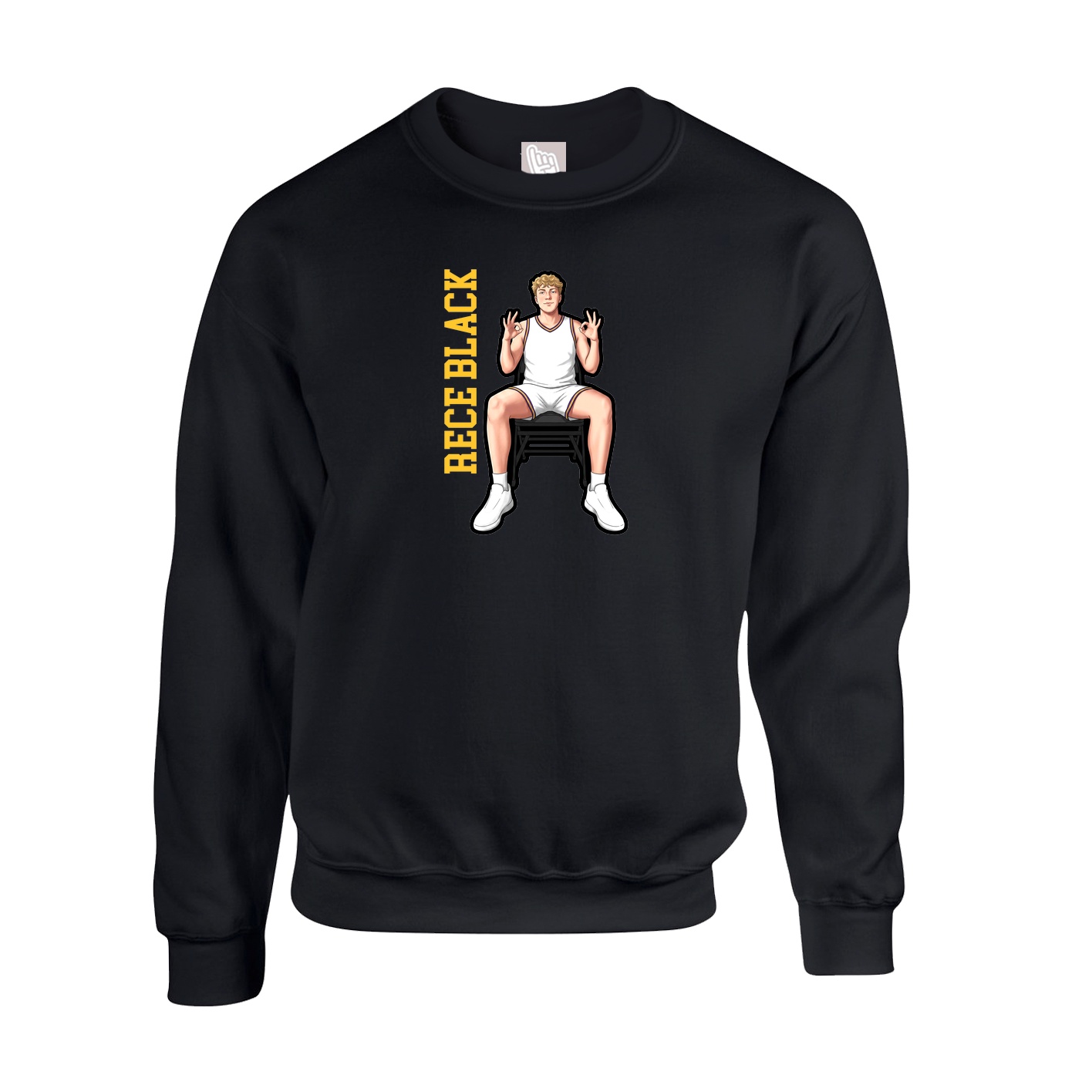Fleece Crew — Name Vertical in Black